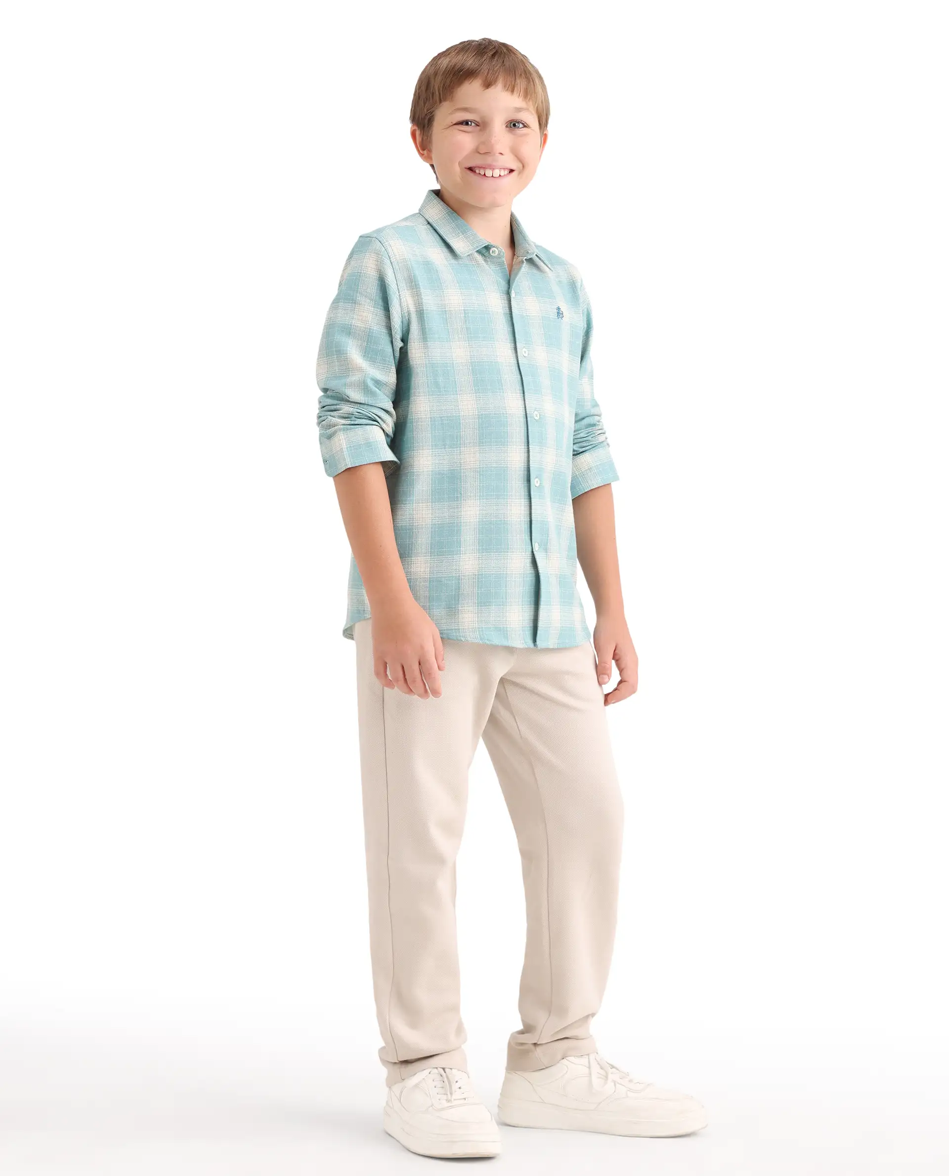 Rare Ones Kids Aura Off White Cotton Fabric Button And Zipper Closure Straight Fit Trouser - Image 7