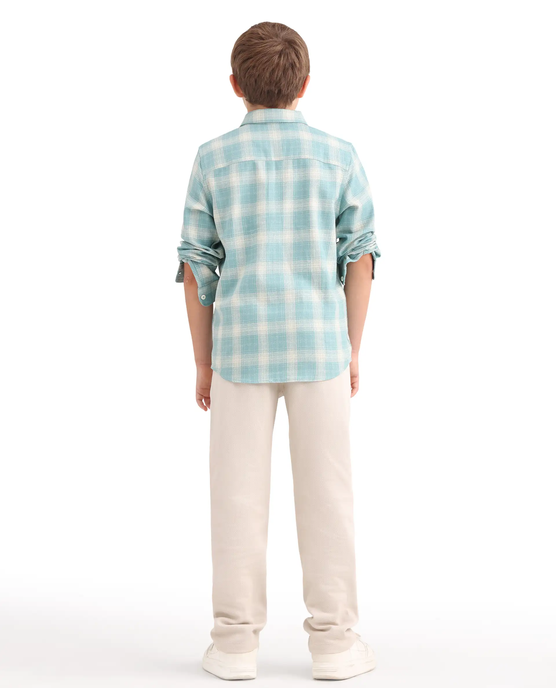 Rare Ones Kids Aura Off White Cotton Fabric Button And Zipper Closure Straight Fit Trouser - Image 8