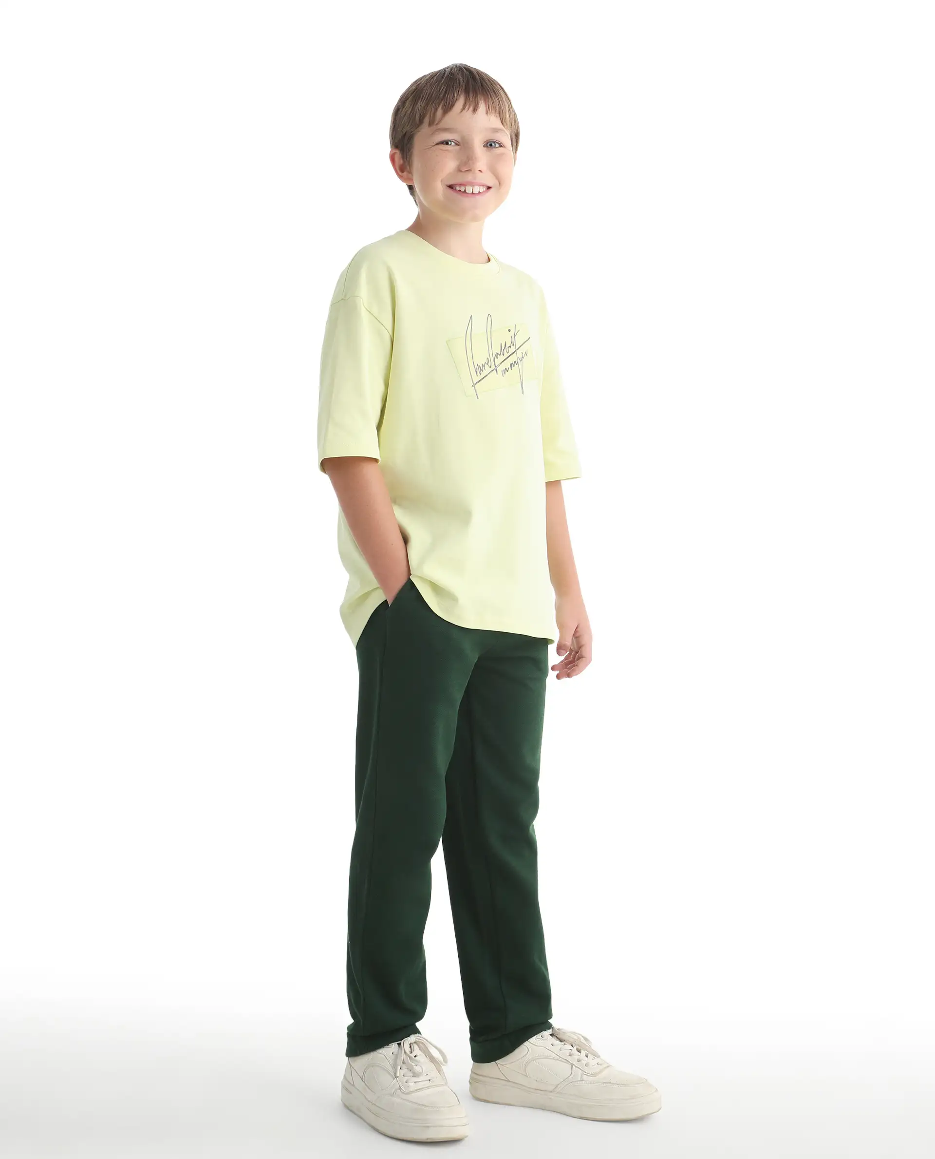 Rare Ones Kids Lofi Dark Green Cotton Fabric Button And Zipper Closure Straight Fit Trouser - Image 6