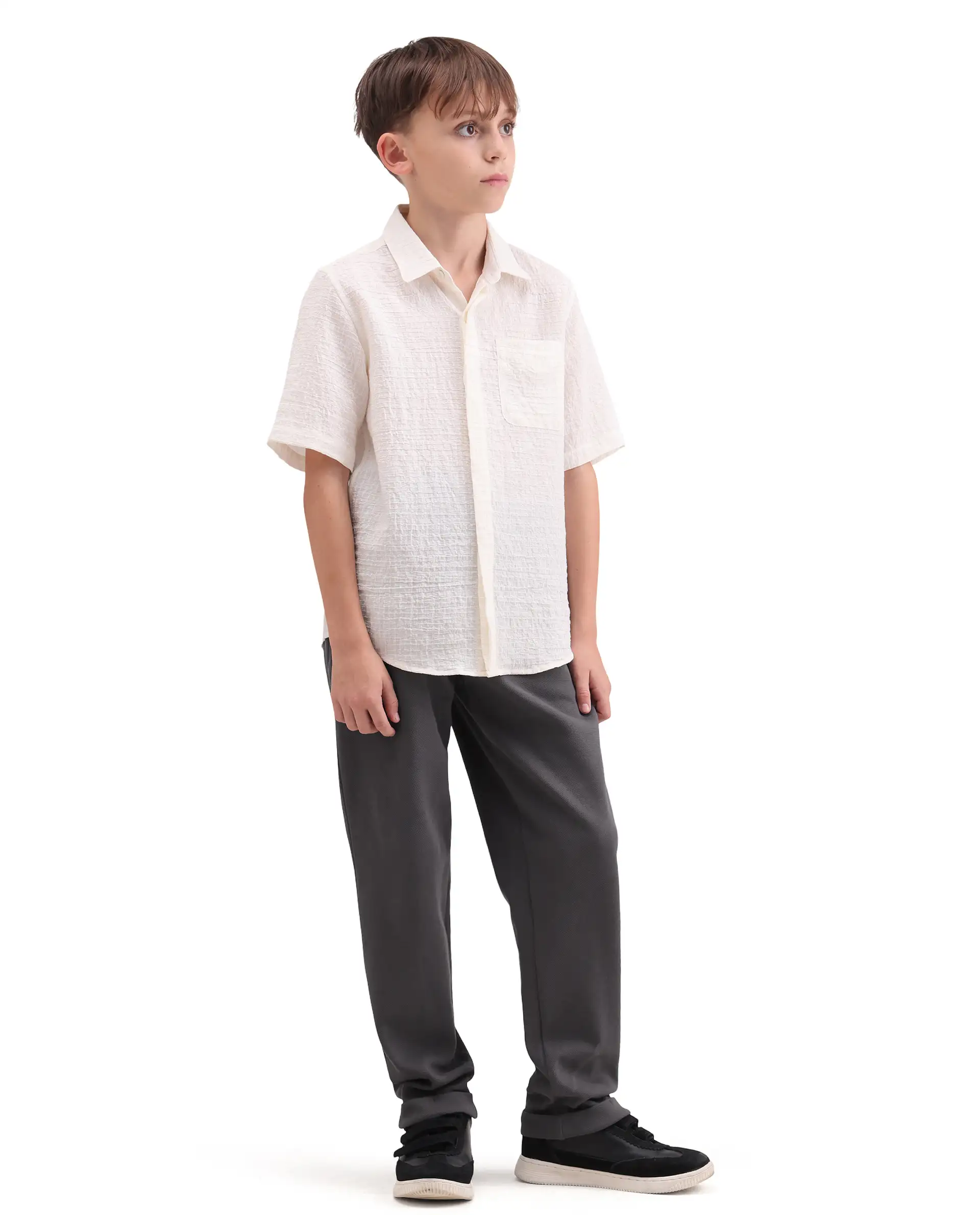 Rare Ones Kids Lofi Grey Cotton Fabric Button And Zipper Closure Straight Fit Trouser - Image 6