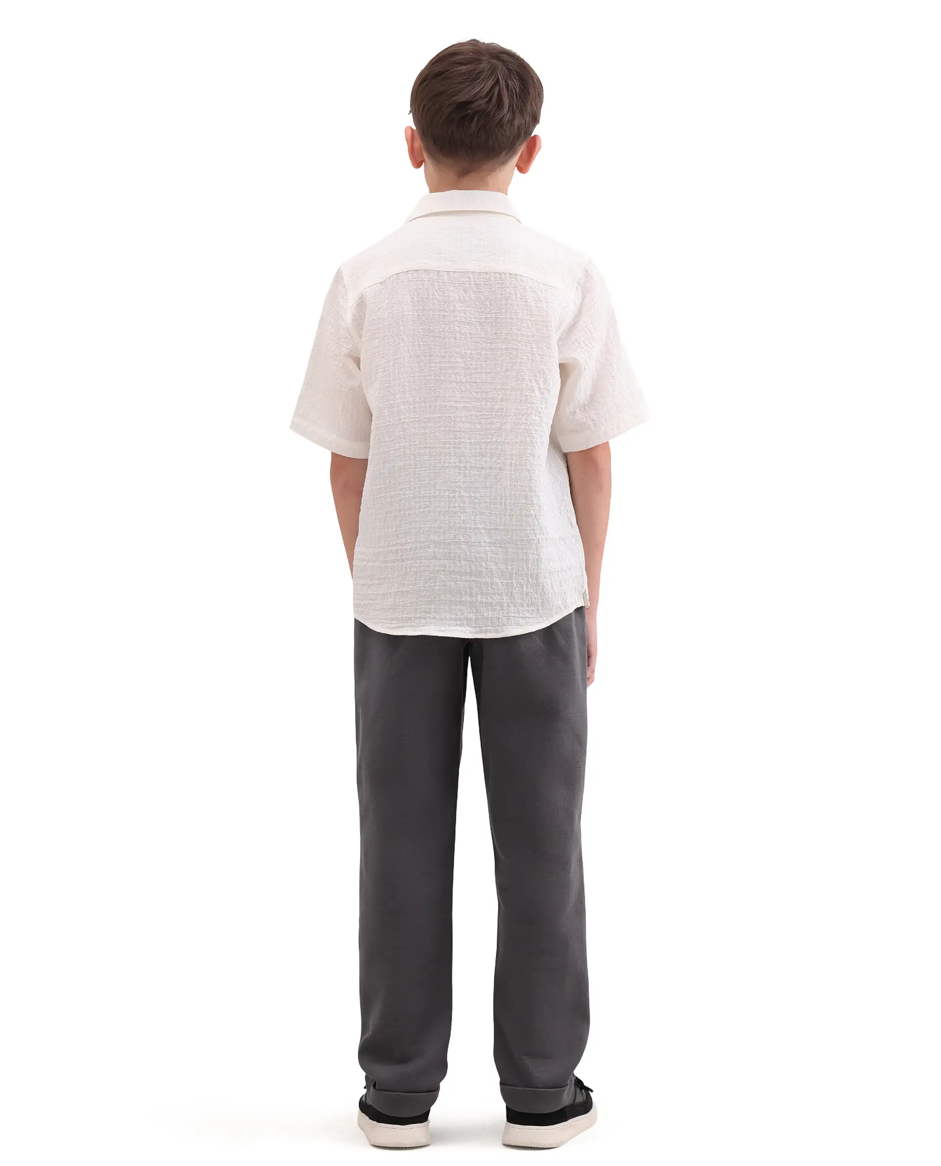 Rare Ones Kids Lofi Grey Cotton Fabric Button And Zipper Closure Straight Fit Trouser - Image 8