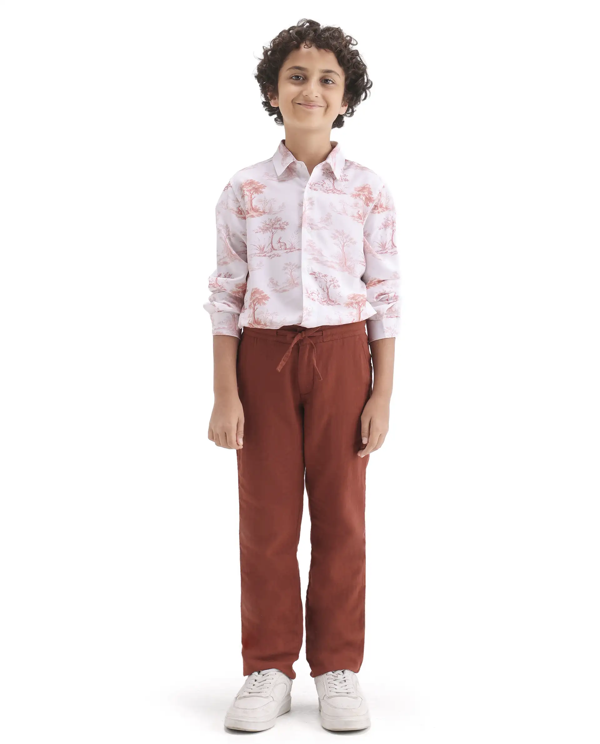Rare Ones Kids Prest-K-26 Brown Cotton Blend Button And Zipper Closure Regular Fit Trouser - Image 4