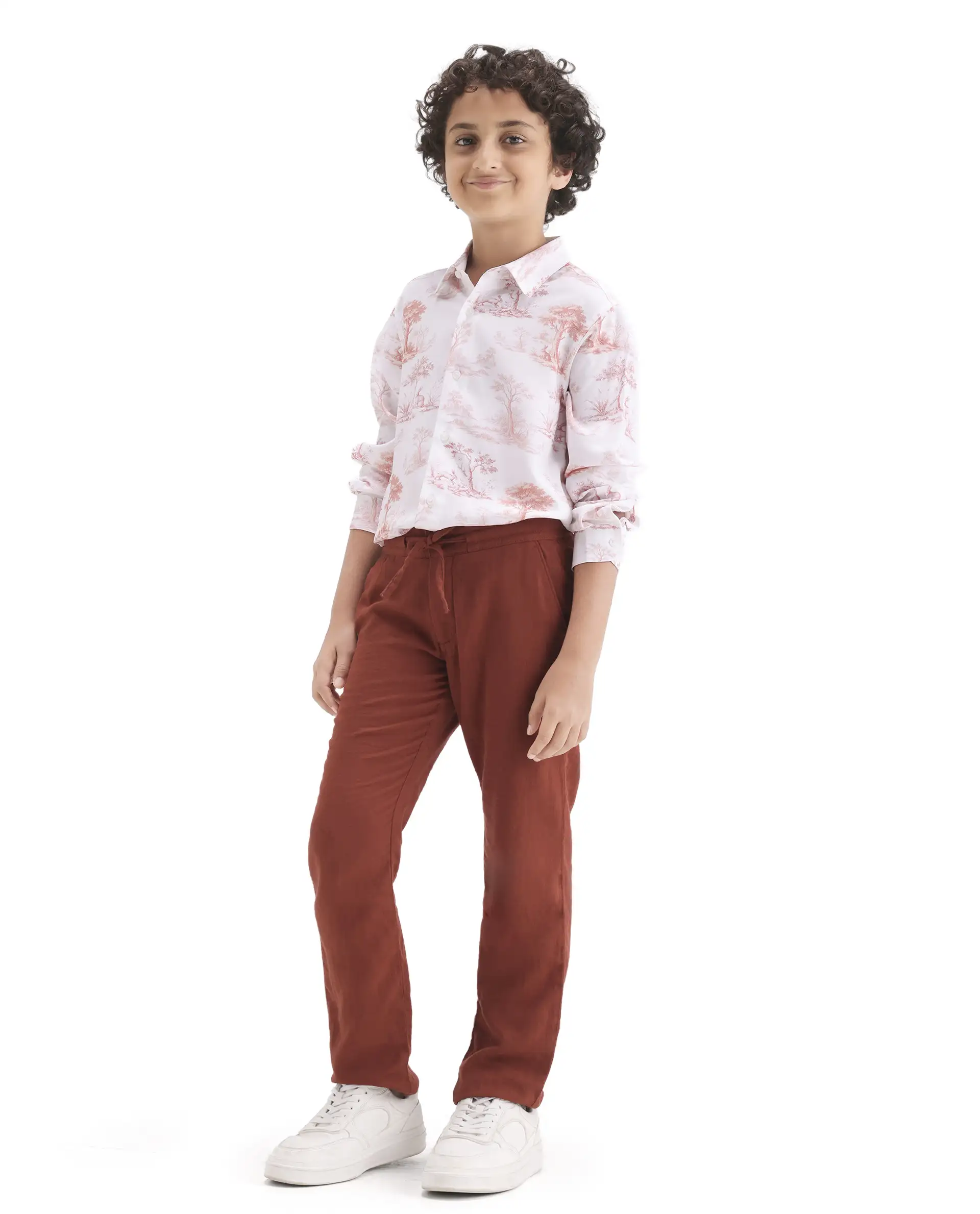 Rare Ones Kids Prest-K-26 Brown Cotton Blend Button And Zipper Closure Regular Fit Trouser - Image 5