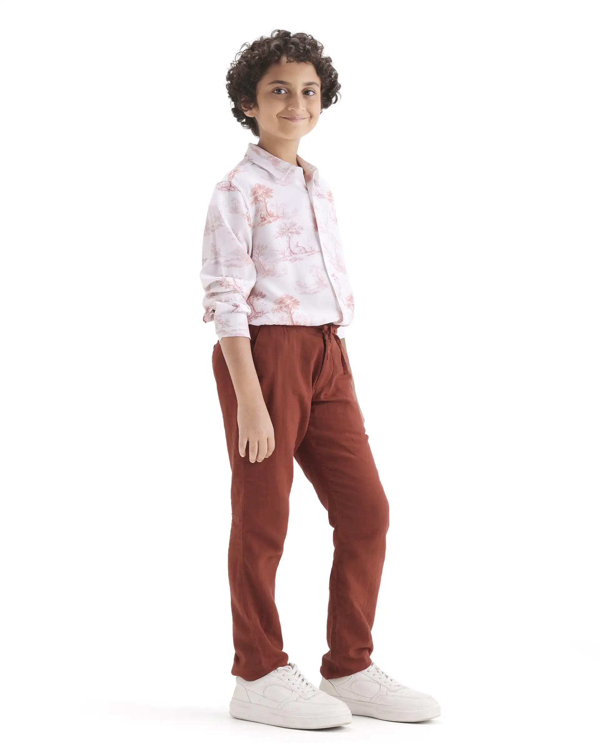 Rare Ones Kids Prest-K-26 Brown Cotton Blend Button And Zipper Closure Regular Fit Trouser - Image 6