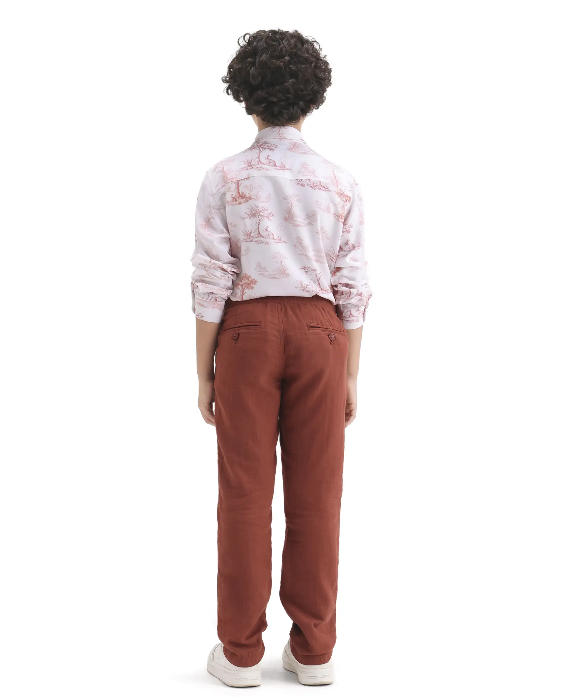 Rare Ones Kids Prest-K-26 Brown Cotton Blend Button And Zipper Closure Regular Fit Trouser - Image 7