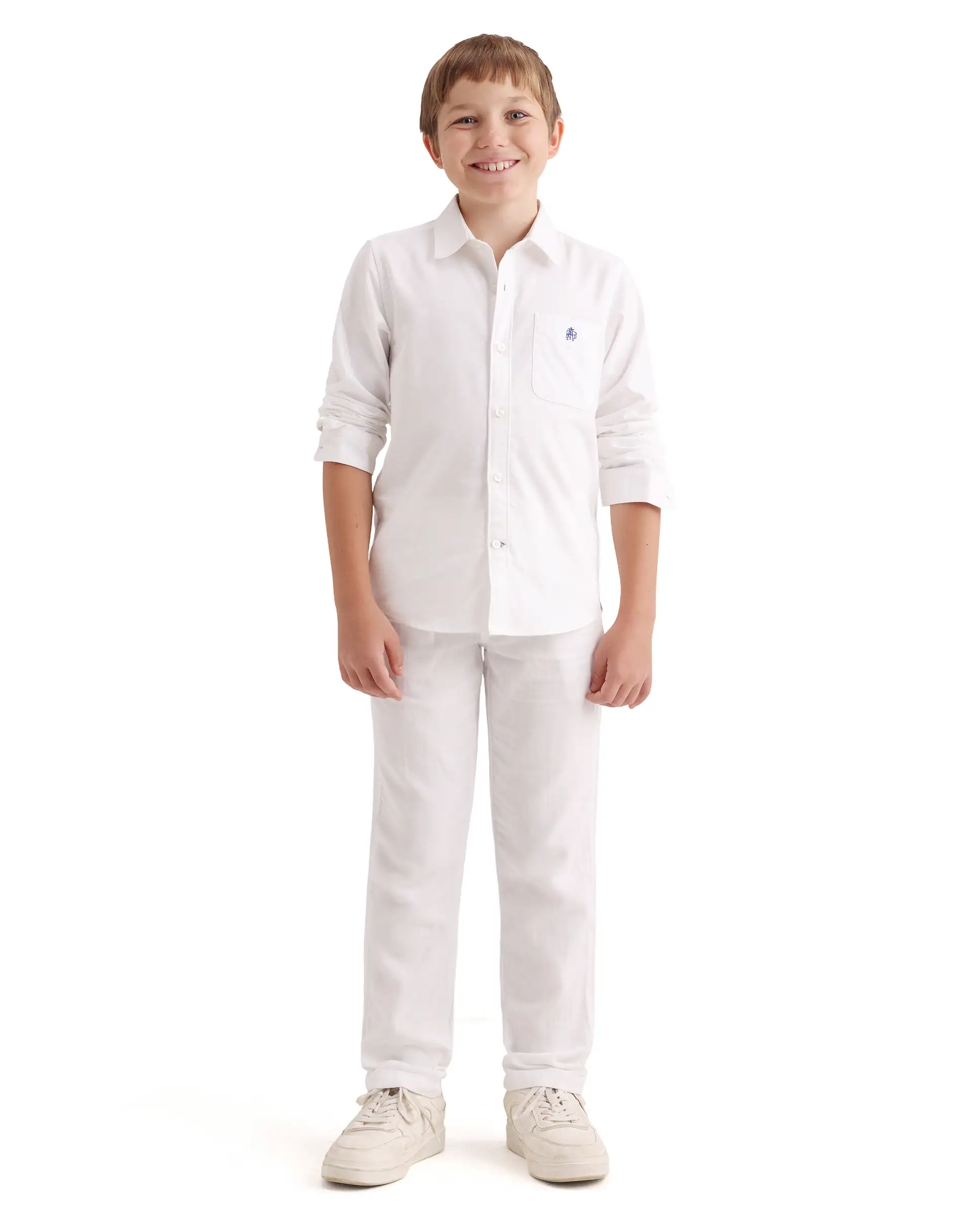 Rare Ones Kids Prest-K-26 White Cotton Blend Button And Zipper Closure Regular Fit Trouser - Image 3