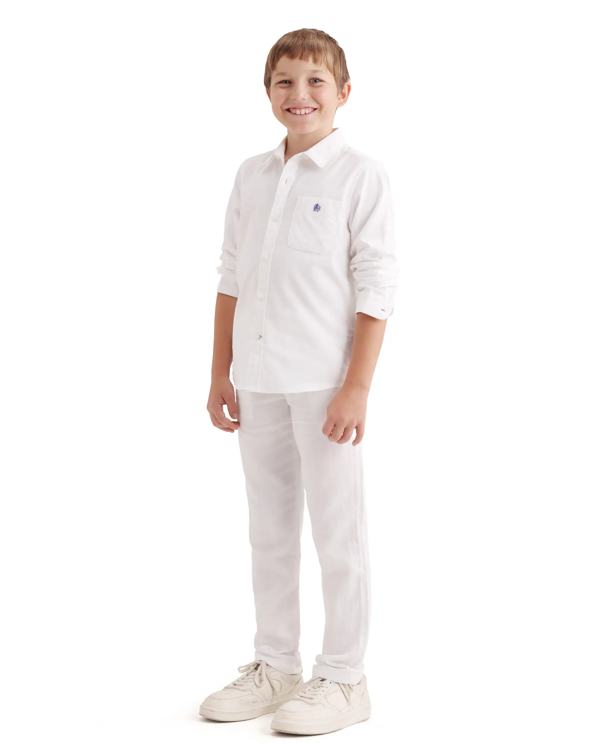 Rare Ones Kids Prest-K-26 White Cotton Blend Button And Zipper Closure Regular Fit Trouser - Image 6