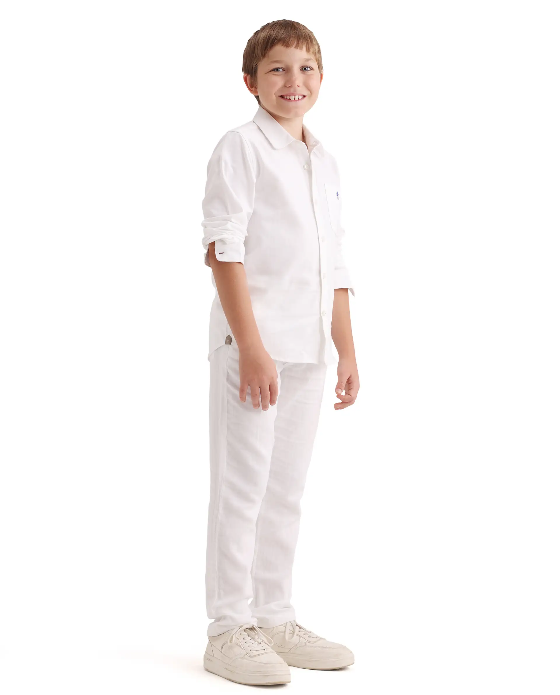 Rare Ones Kids Prest-K-26 White Cotton Blend Button And Zipper Closure Regular Fit Trouser - Image 7