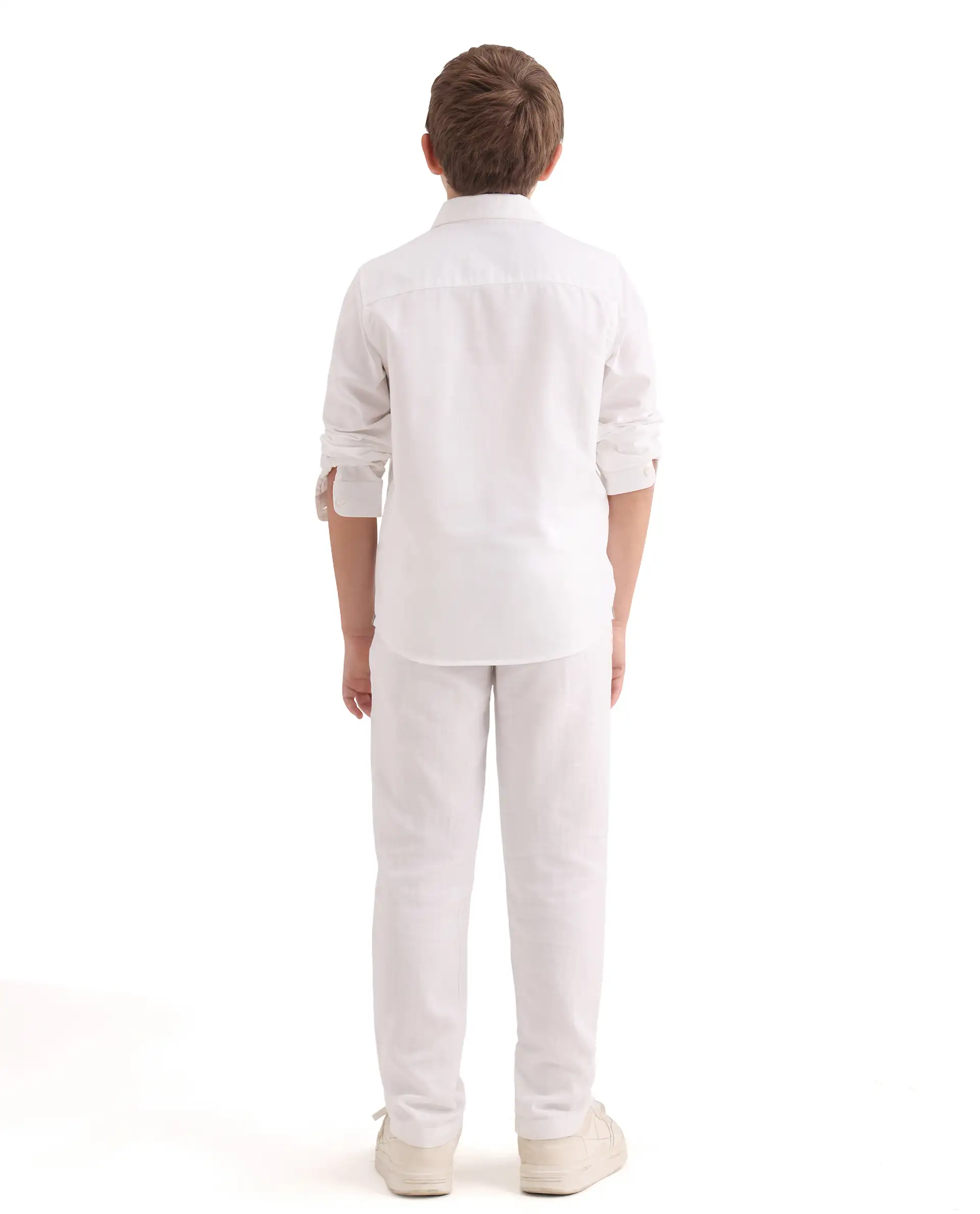 Rare Ones Kids Prest-K-26 White Cotton Blend Button And Zipper Closure Regular Fit Trouser - Image 8
