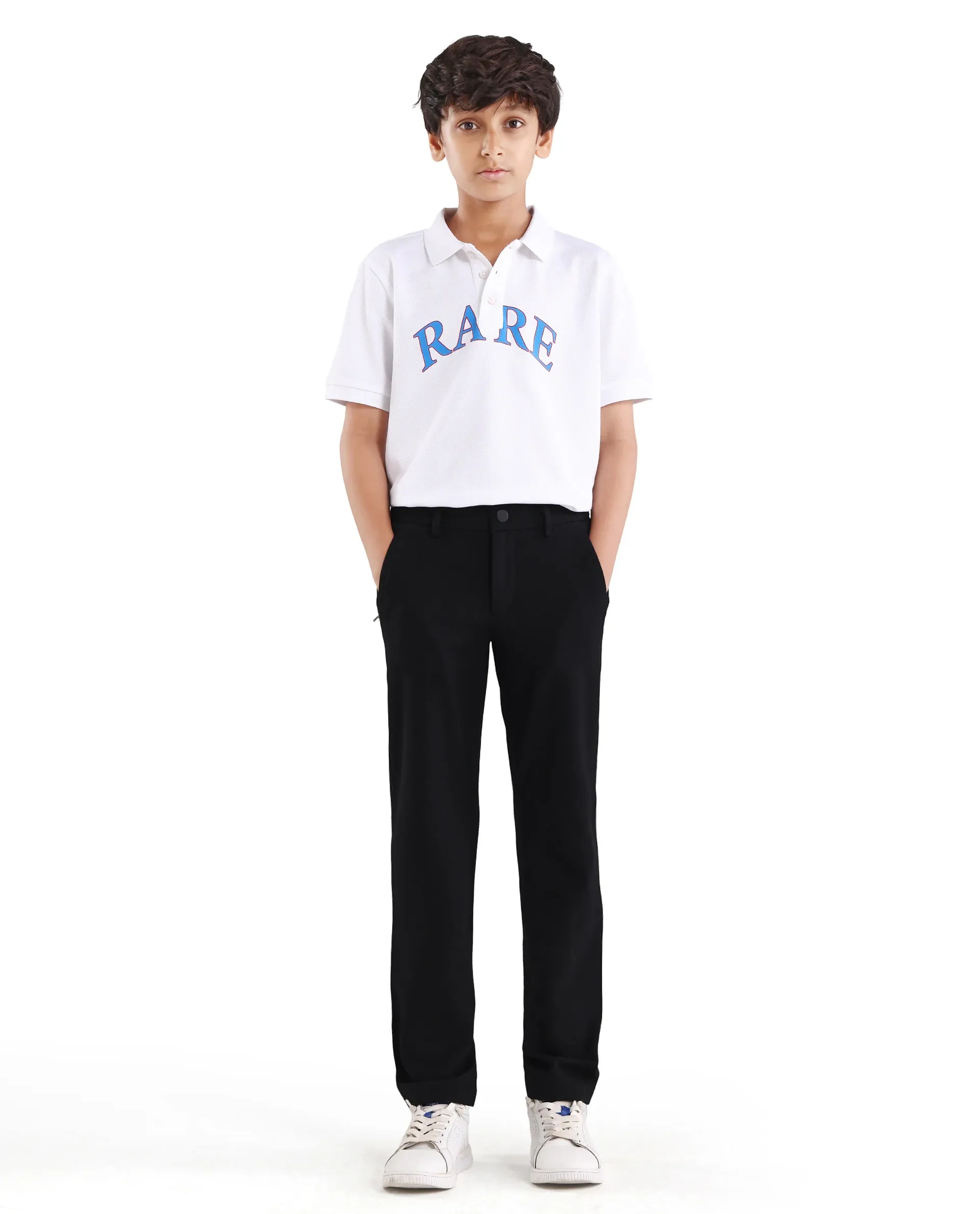 Rare Ones Kids Trove-26 Black Polyester Blend Button And Zipper Closure Slim Fit Trouser - Image 4