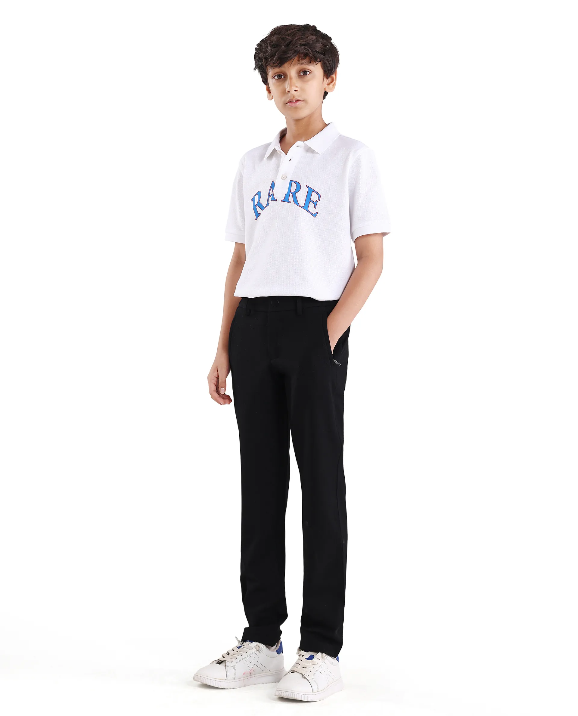 Rare Ones Kids Trove-26 Black Polyester Blend Button And Zipper Closure Slim Fit Trouser - Image 5