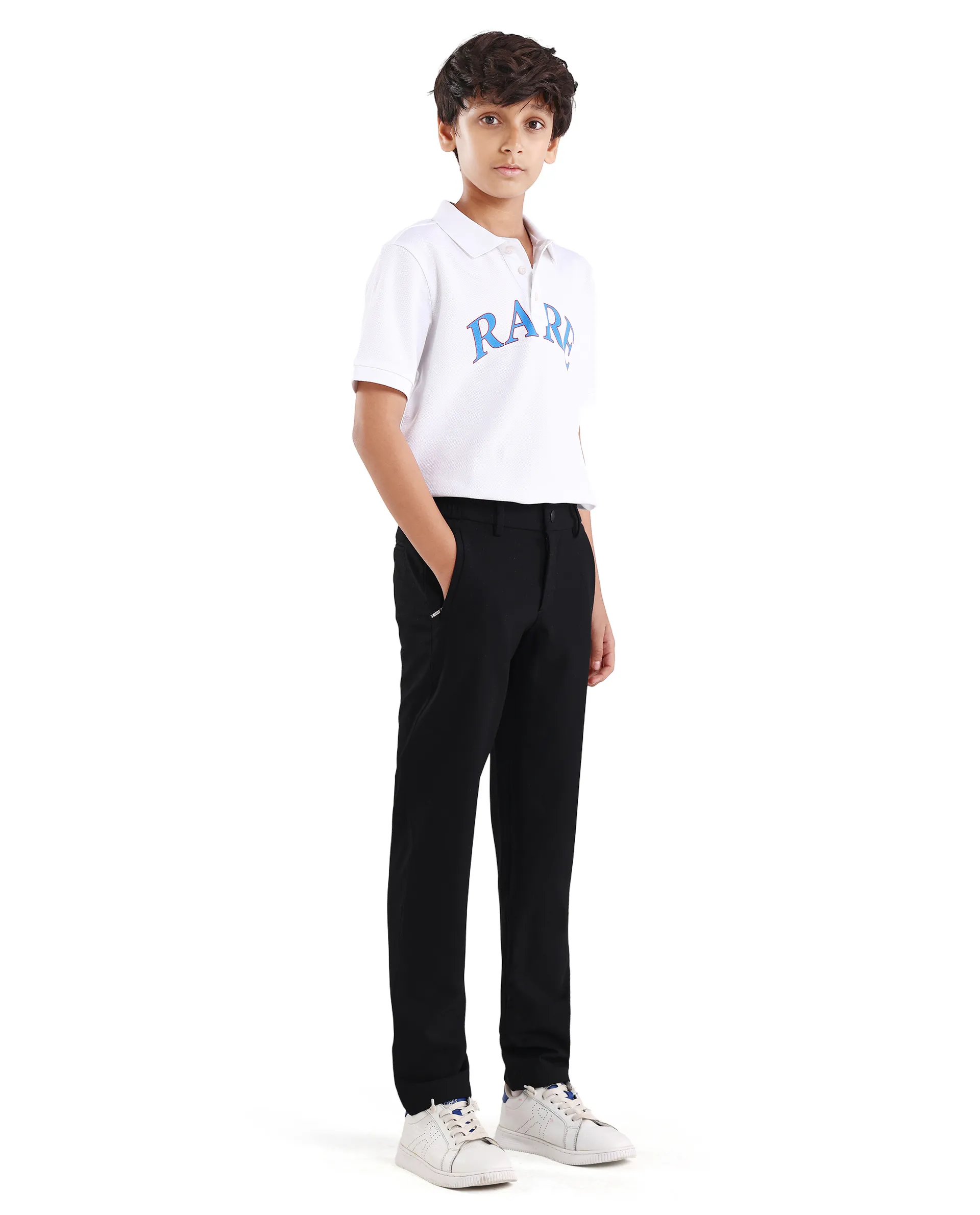 Rare Ones Kids Trove-26 Black Polyester Blend Button And Zipper Closure Slim Fit Trouser - Image 6