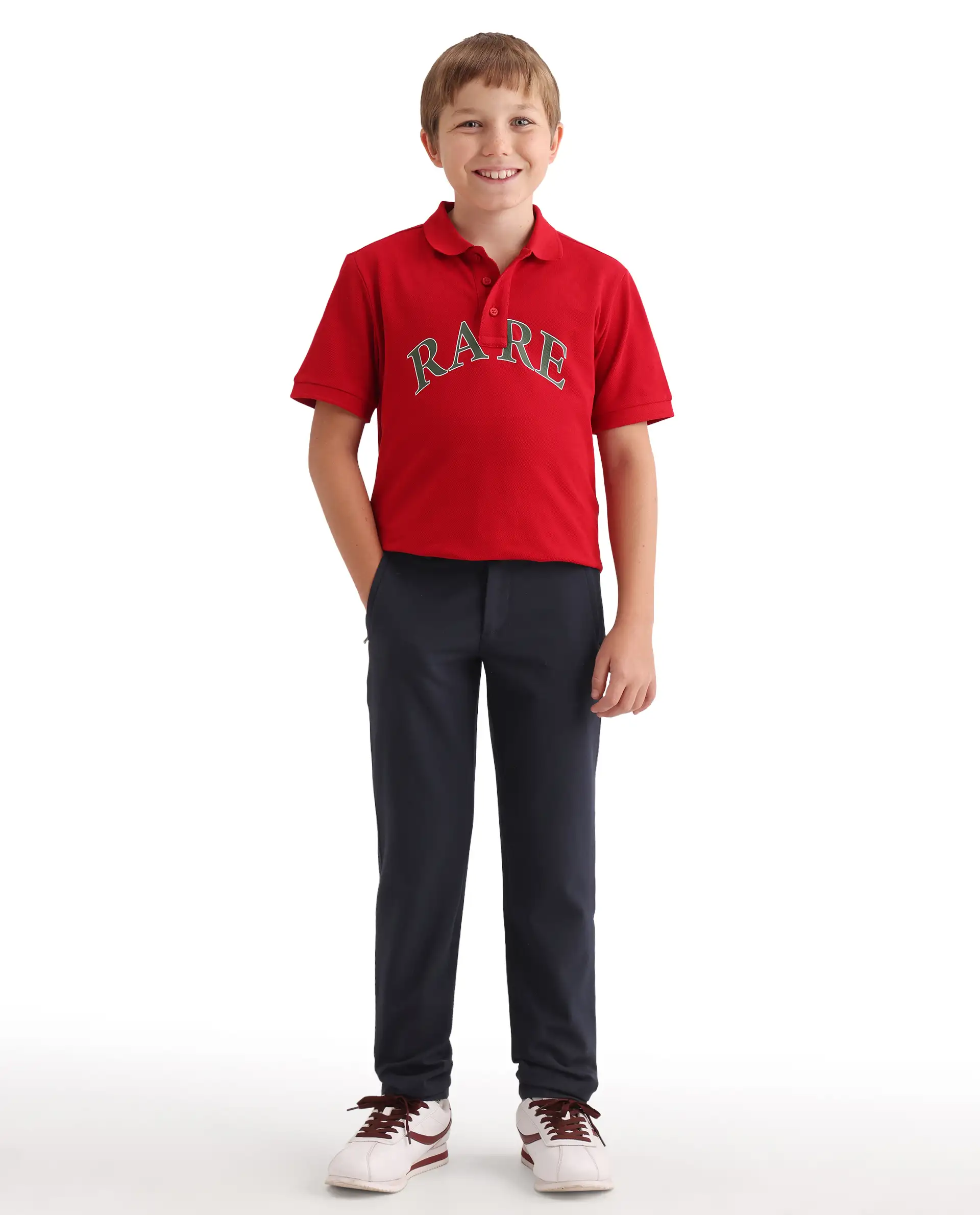 Rare Ones Kids Trove-26 Navy Polyester Blend Button And Zipper Closure Slim Fit Trouser - Image 4