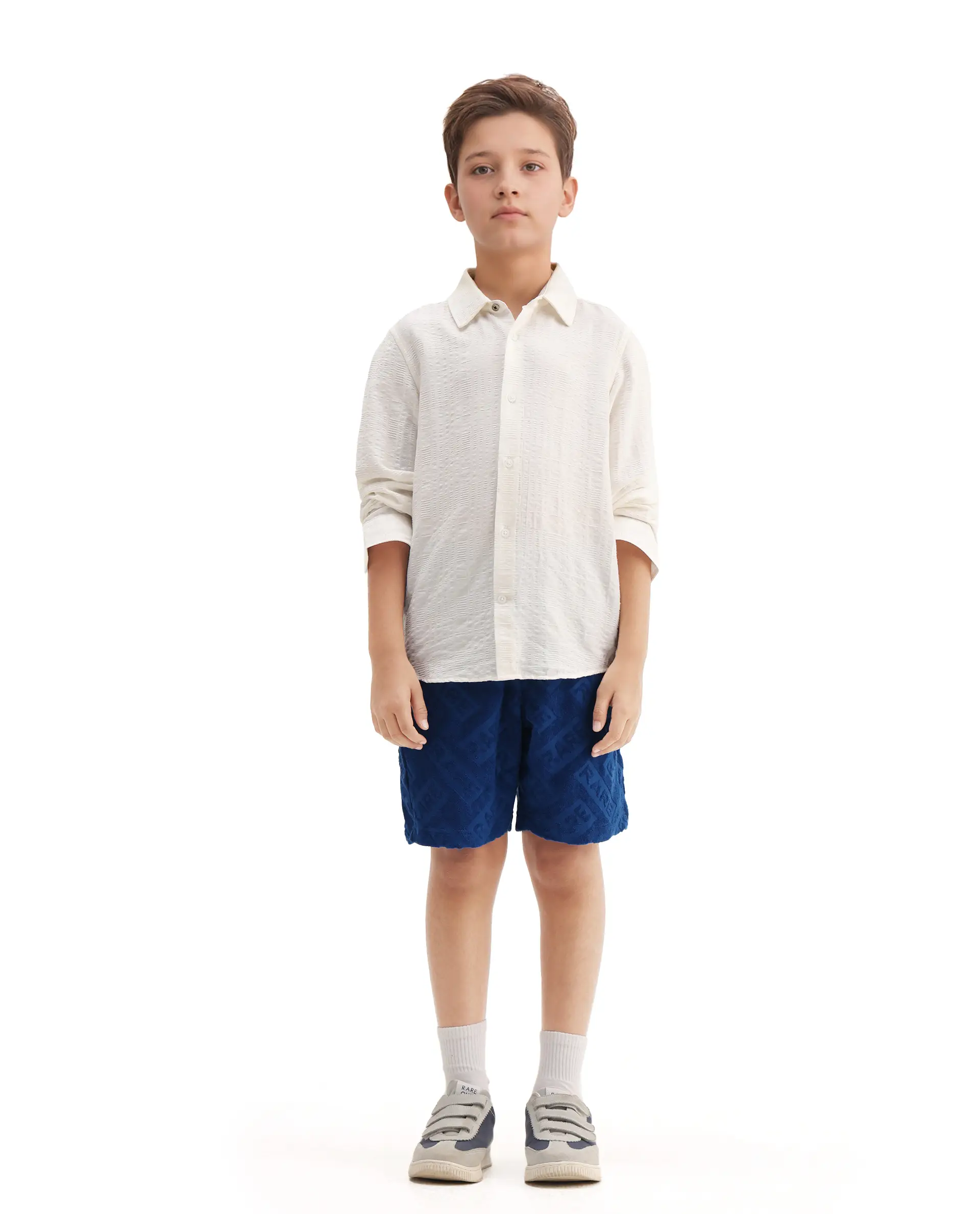 Rare Ones Kids Vack-K White Viscose Blend Textured Button Closure Regular Fit Shirt - Image 2