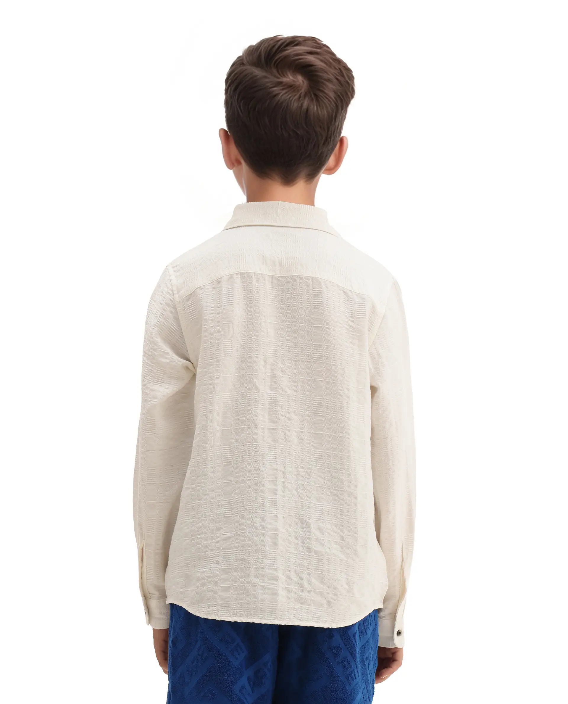 Rare Ones Kids Vack-K White Viscose Blend Textured Button Closure Regular Fit Shirt - Image 7