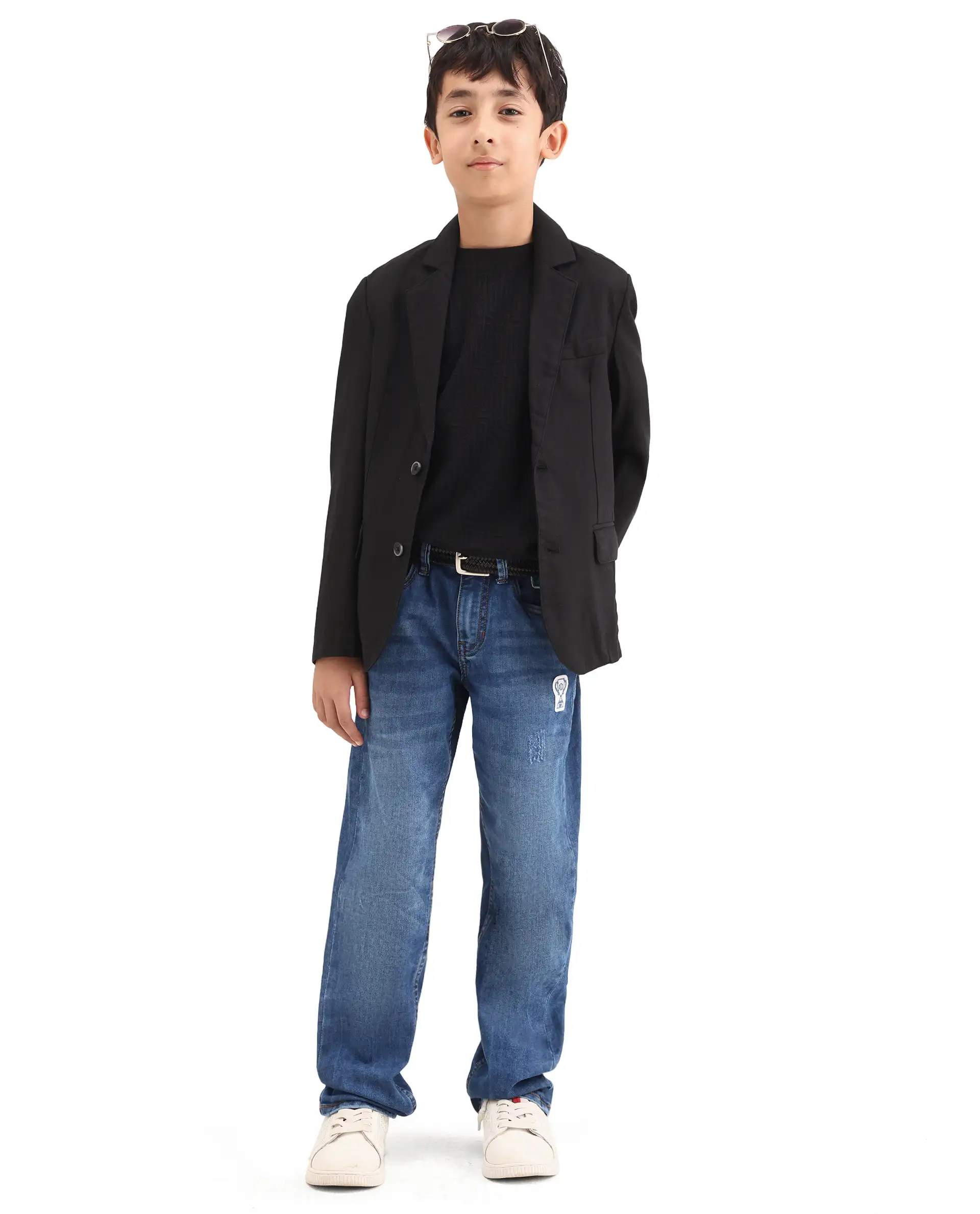 Rare Ones Kids Watson Black Lyocell Blend Solid Button Closure Tailored Fit Blazer - Image 2