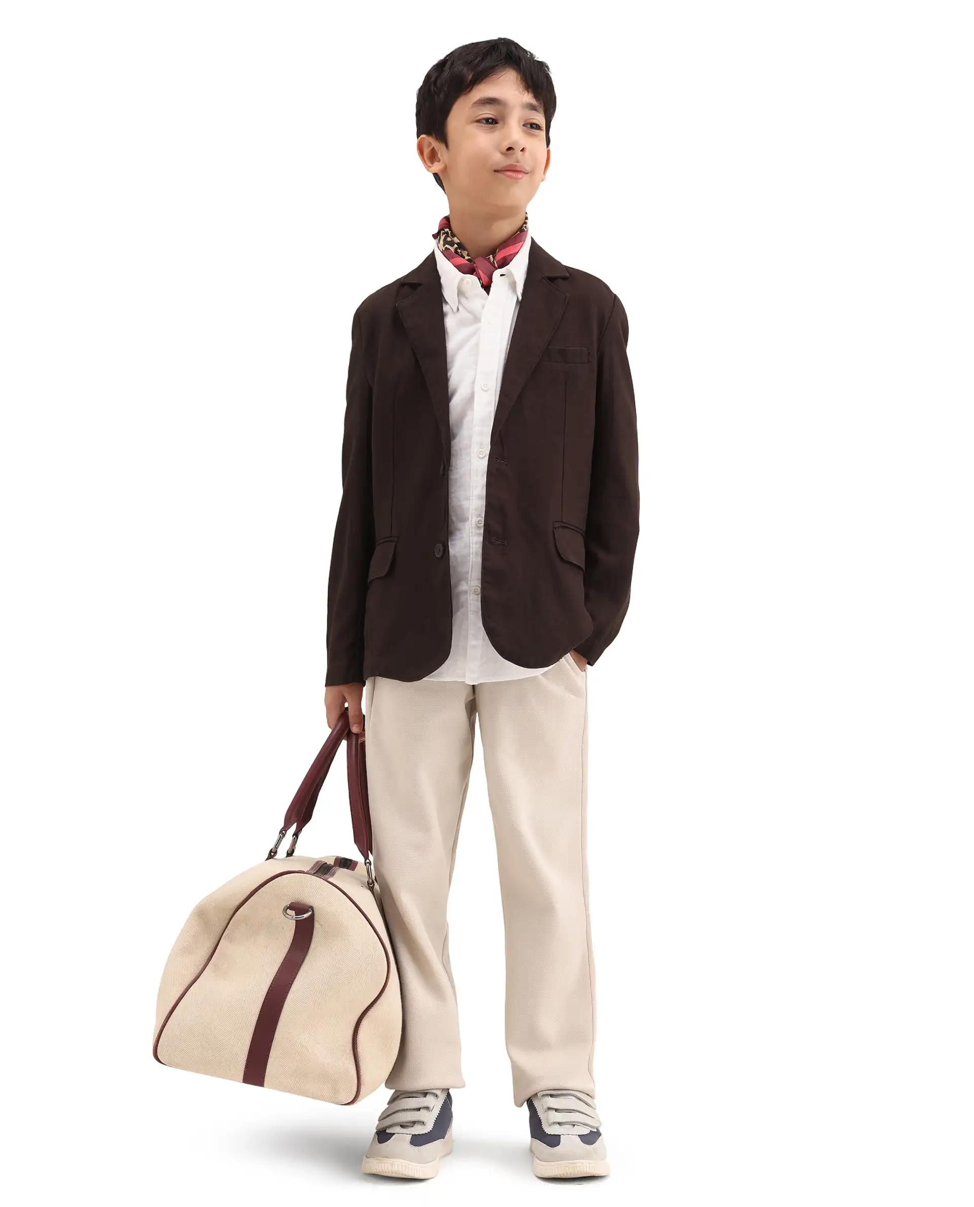 Rare Ones Kids Watson Dark Brown Lyocell Blend Solid Button Closure Tailored Fit Blazer - Image 2