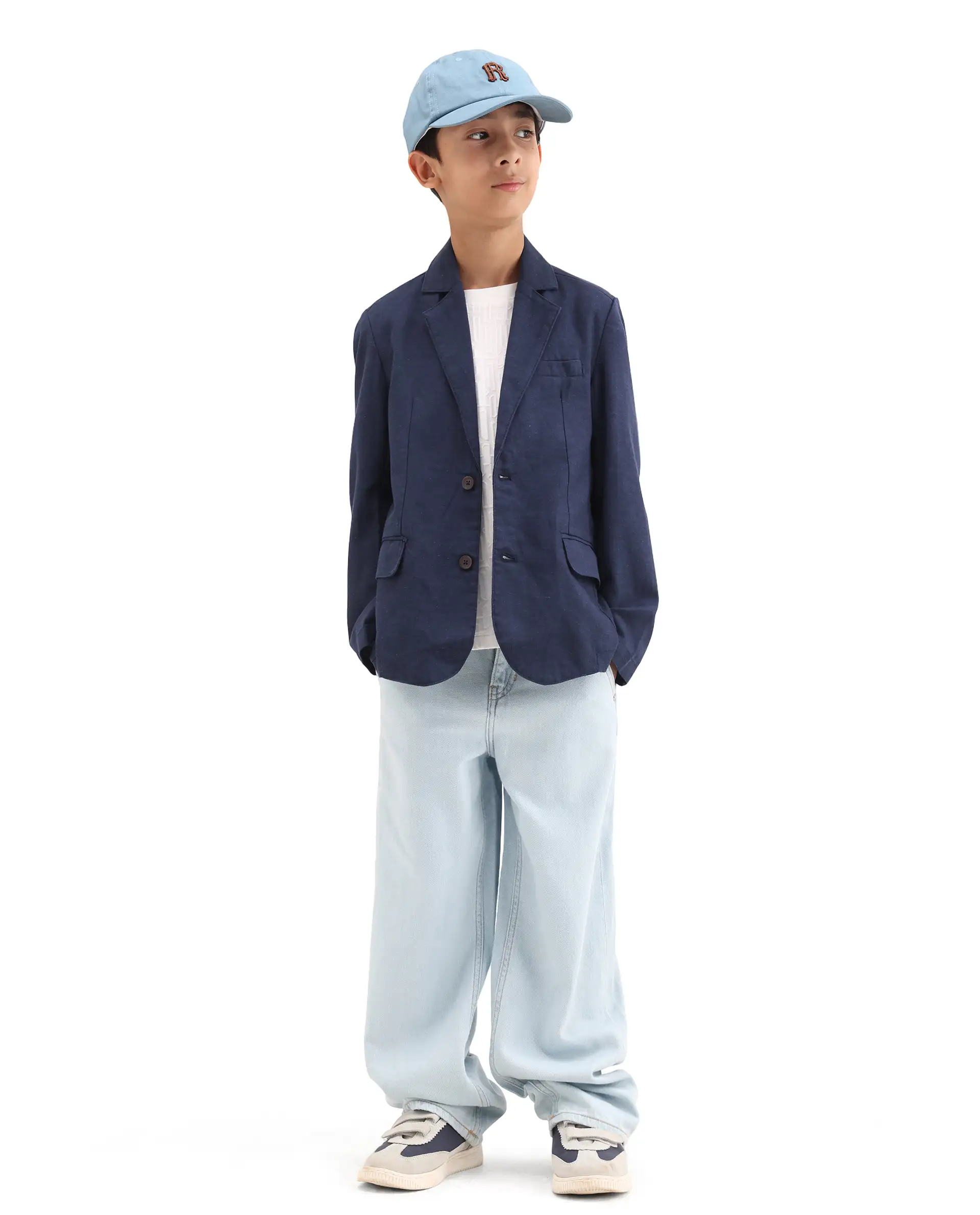 Rare Ones Kids Watson Navy Lyocell Blend Solid Button Closure Tailored Fit Blazer - Image 2
