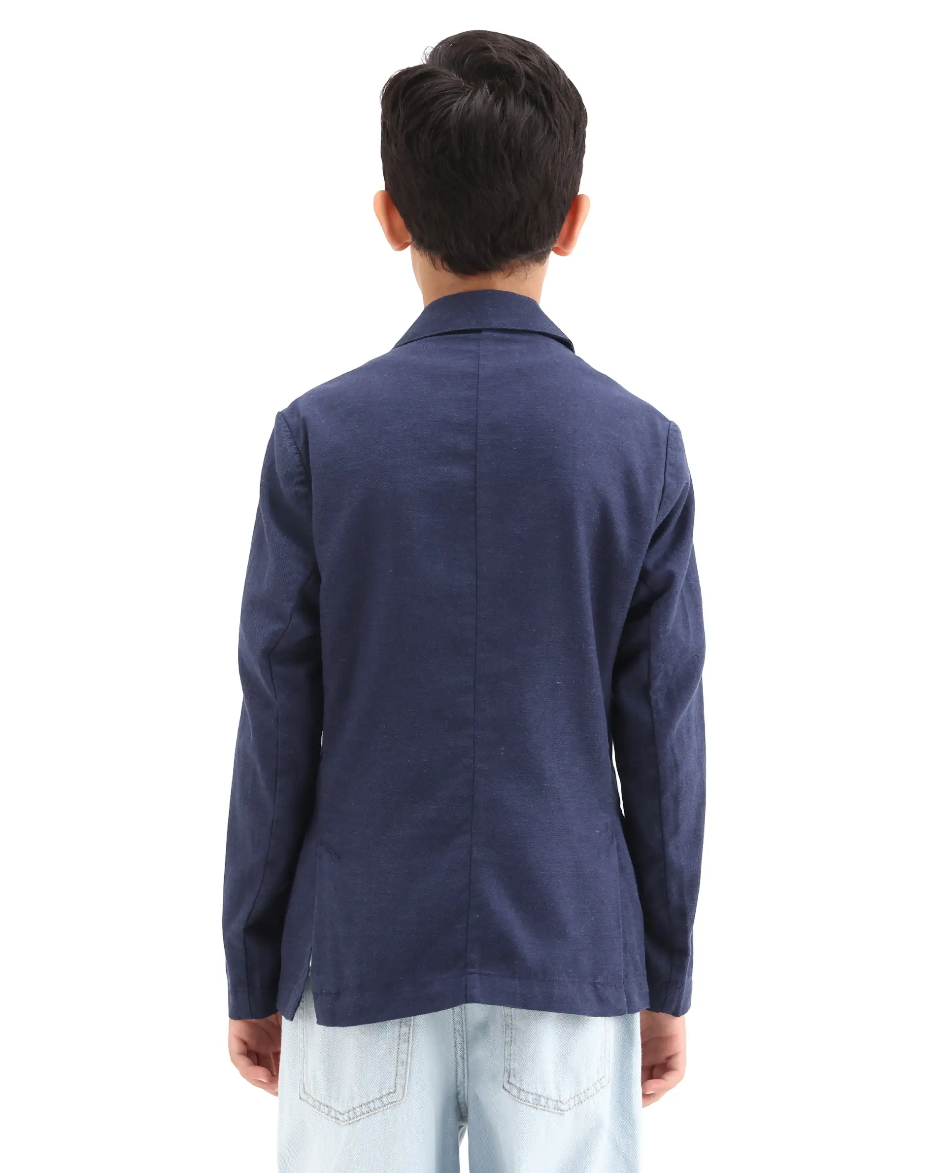 Rare Ones Kids Watson Navy Lyocell Blend Solid Button Closure Tailored Fit Blazer - Image 8
