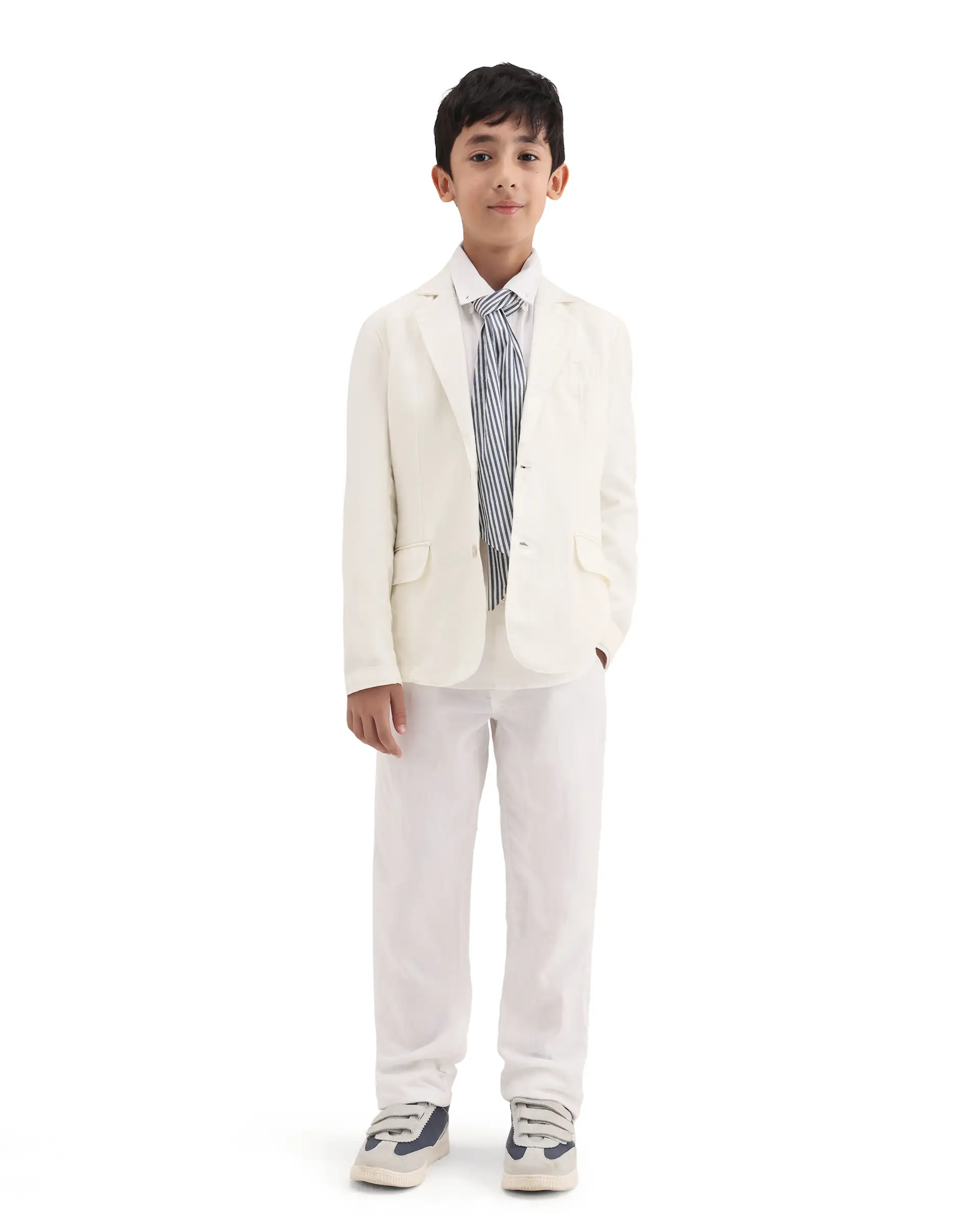 Rare Ones Kids Watson Off White Lyocell Blend Solid Button Closure Tailored Fit Blazer - Image 2