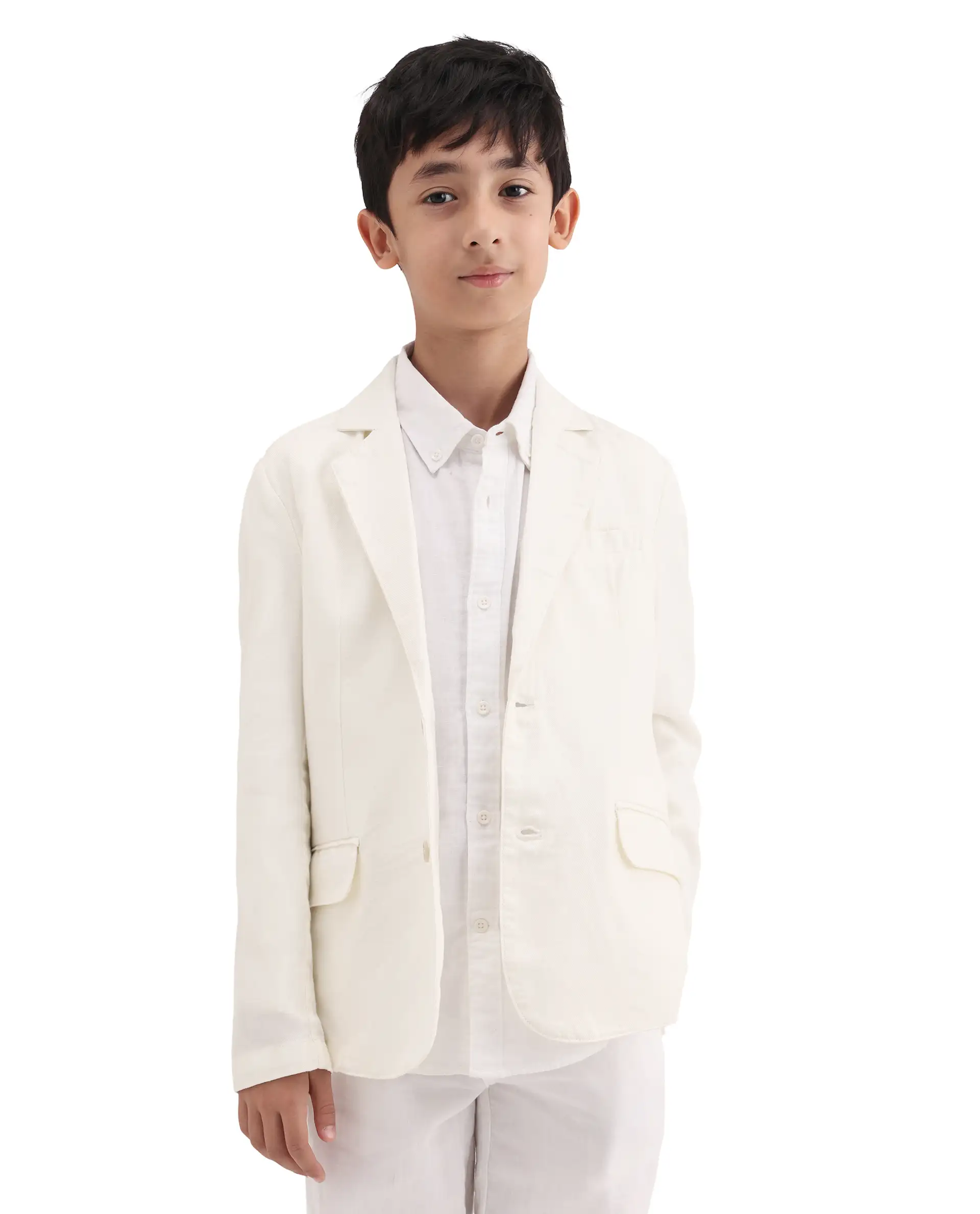 Rare Ones Kids Watson Off White Lyocell Blend Solid Button Closure Tailored Fit Blazer - Image 3