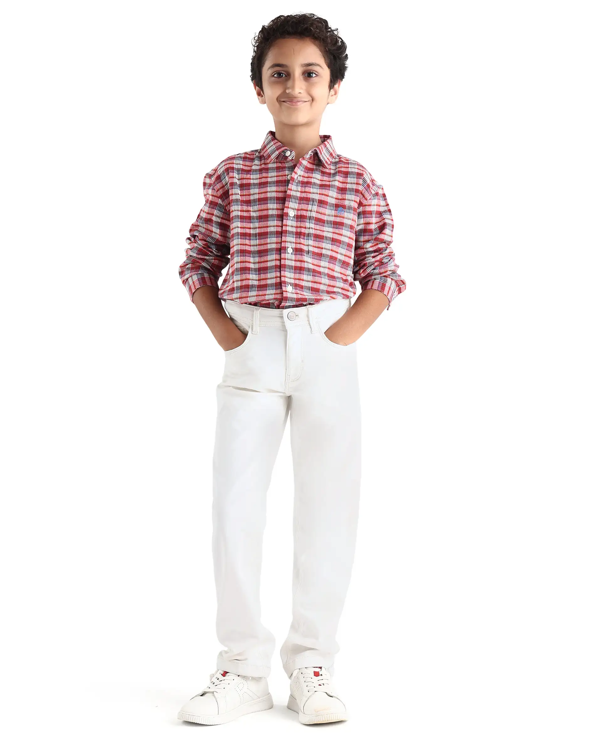 Rare Ones Kids Zyne Red Cotton Checked Button Closure Regular Fit Shirt - Image 2
