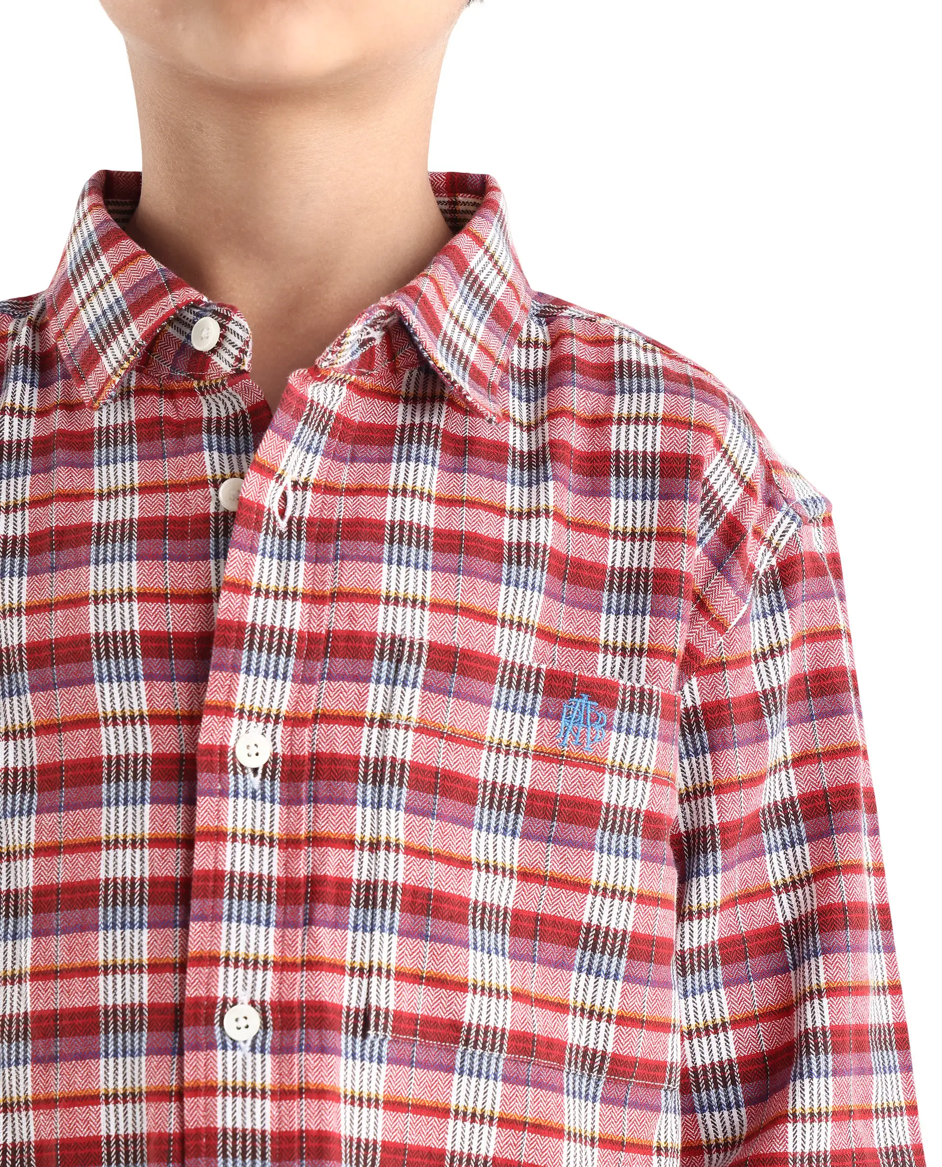 Rare Ones Kids Zyne Red Cotton Checked Button Closure Regular Fit Shirt - Image 3