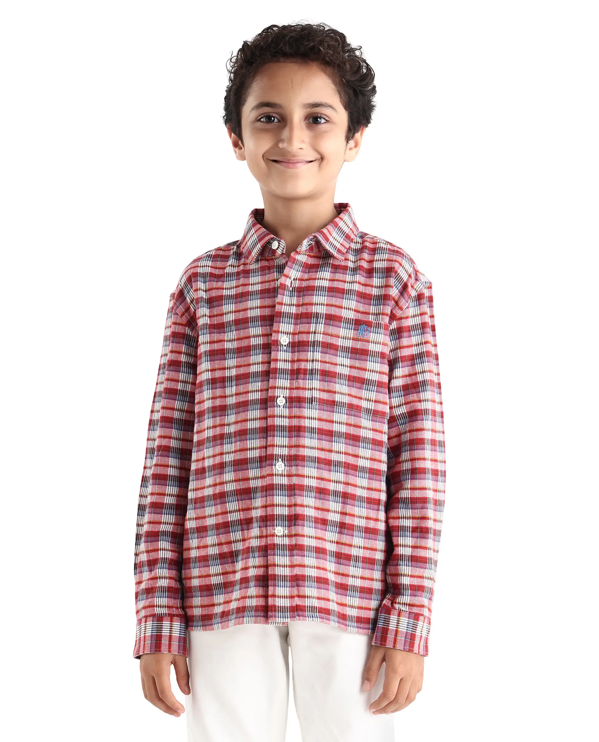 Rare Ones Kids Zyne Red Cotton Checked Button Closure Regular Fit Shirt - Image 4