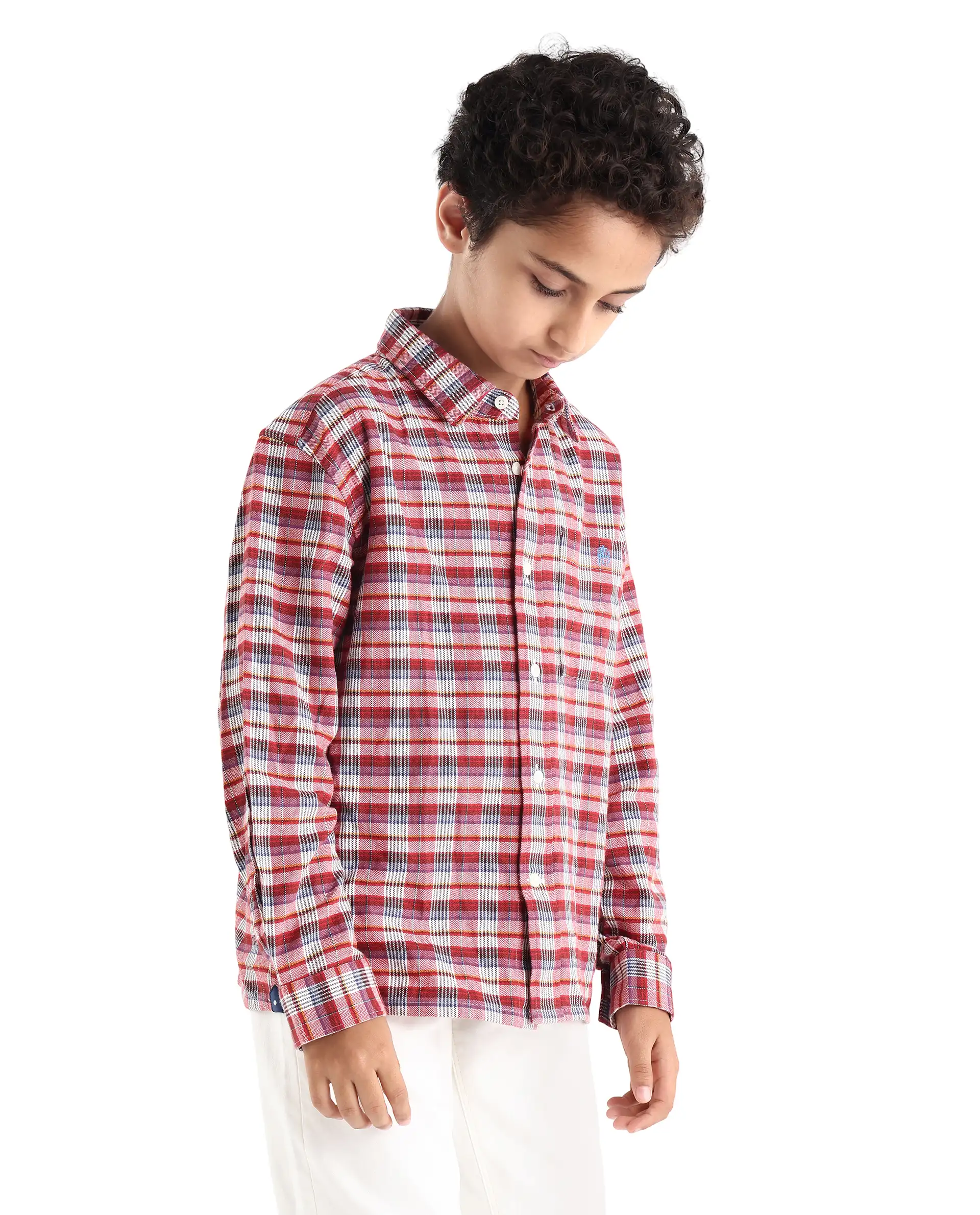 Rare Ones Kids Zyne Red Cotton Checked Button Closure Regular Fit Shirt - Image 5