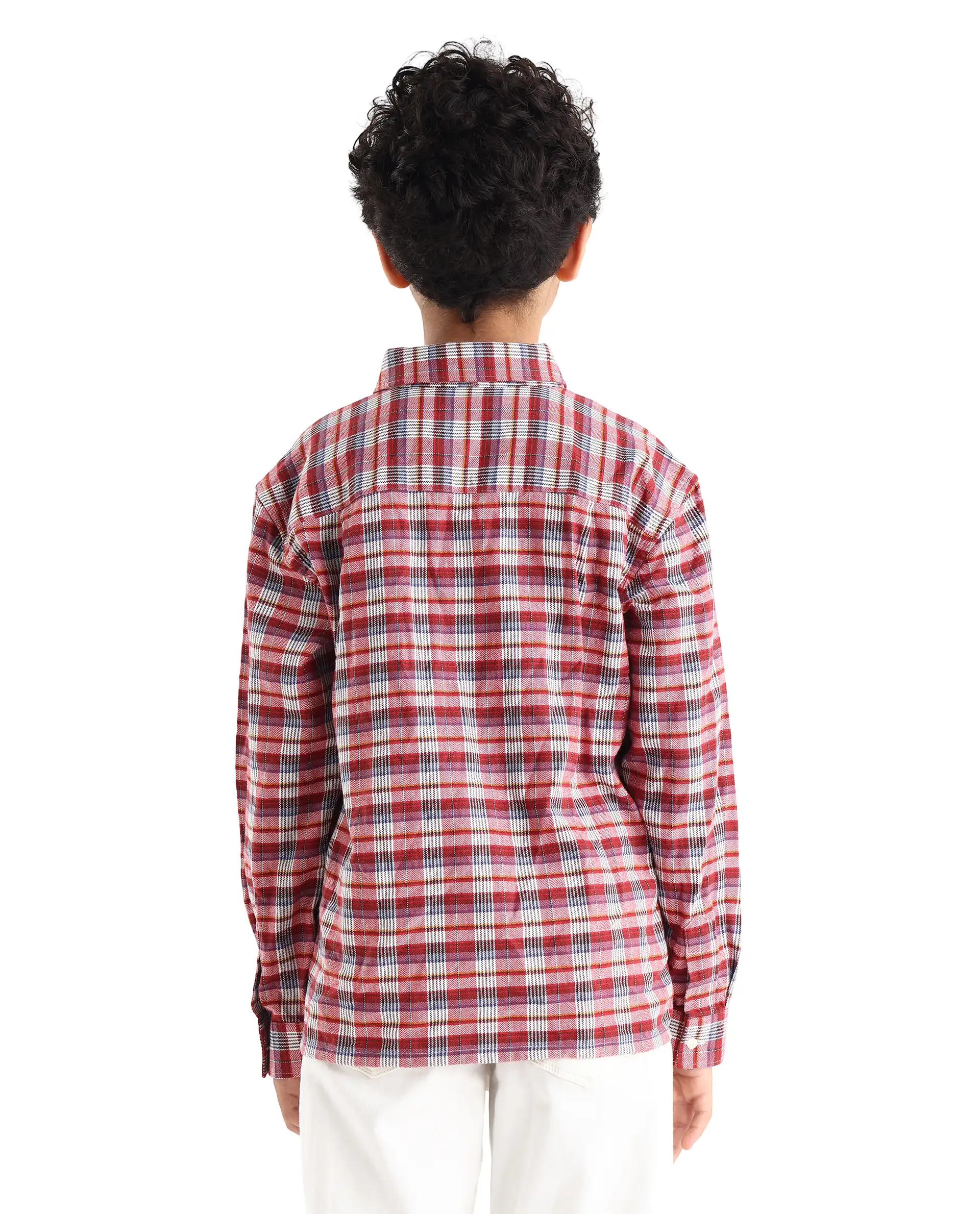 Rare Ones Kids Zyne Red Cotton Checked Button Closure Regular Fit Shirt - Image 7