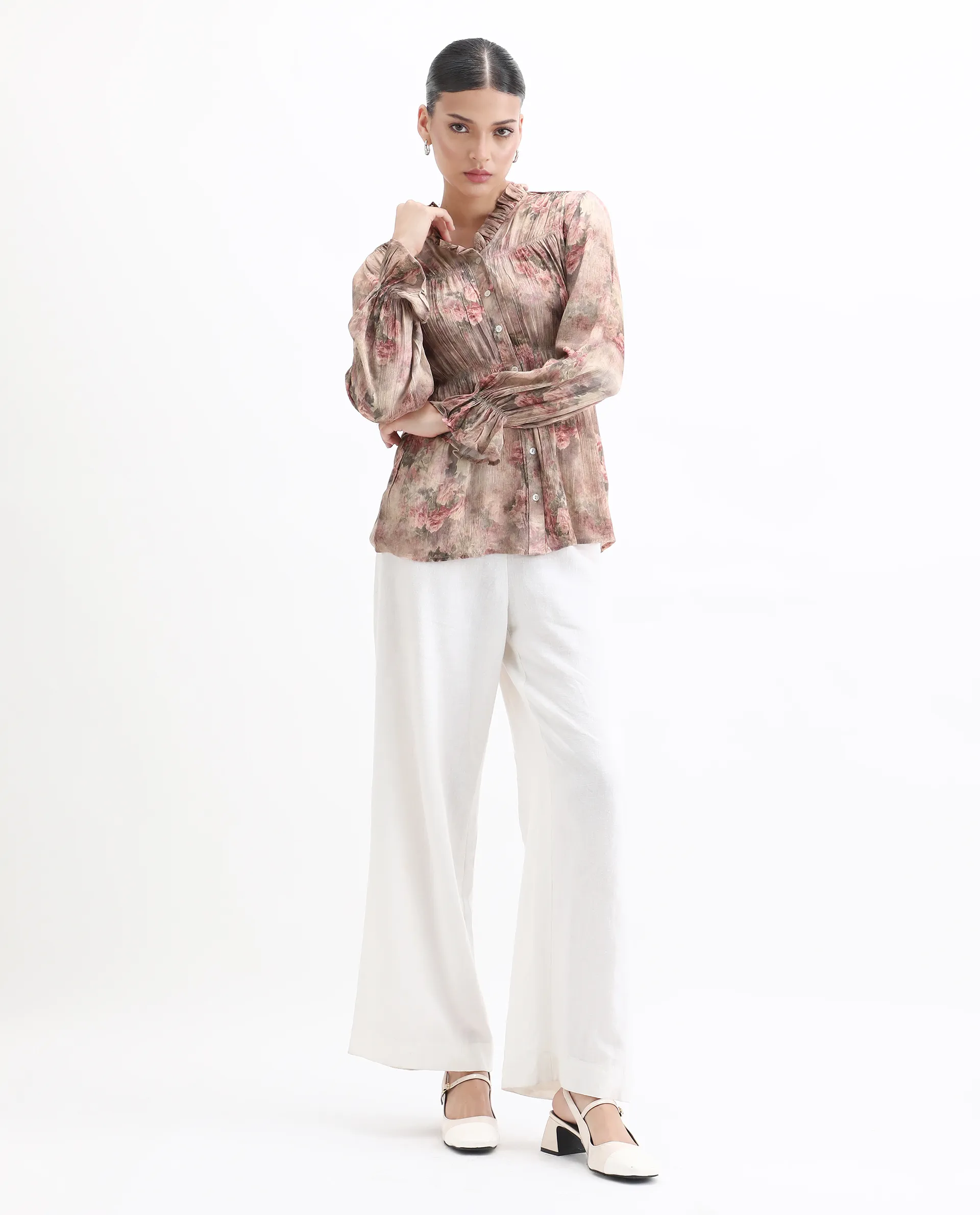 Rareism Women's Lihgf Multi Rayon Sweetheart Neck Floral Print Relaxed Fit Top - Image 2