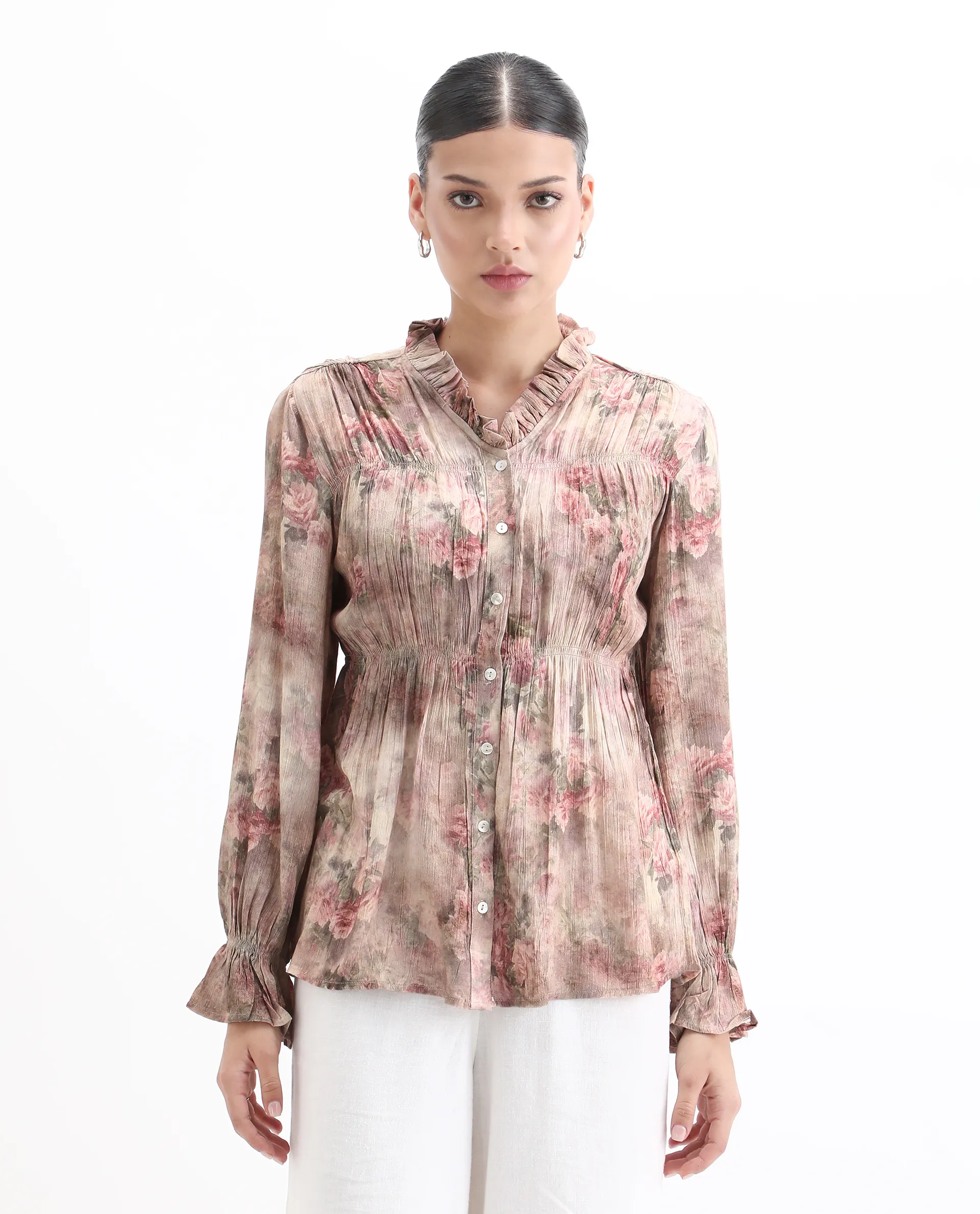 Rareism Women's Lihgf Multi Rayon Sweetheart Neck Floral Print Relaxed Fit Top - Image 3