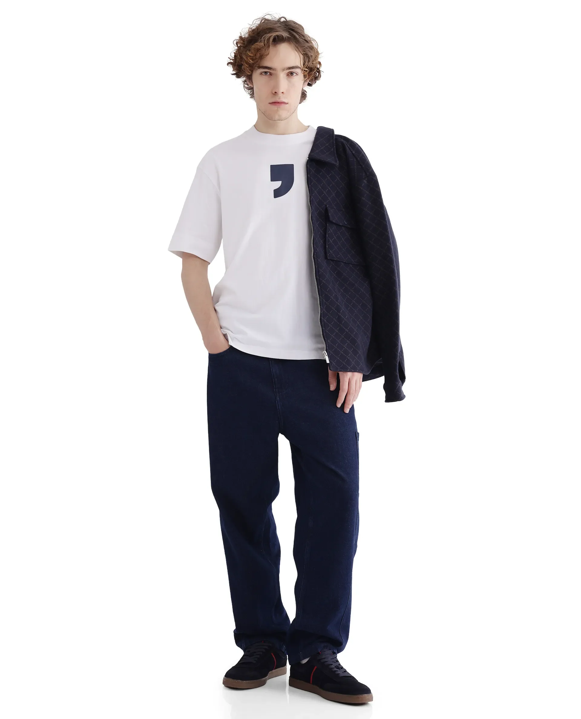 Rare Rabbit Men's Rare'Z White Cotton Graphic Print Oversized Fit Half Sleeve Crew Neck T-Shirt - Image 10