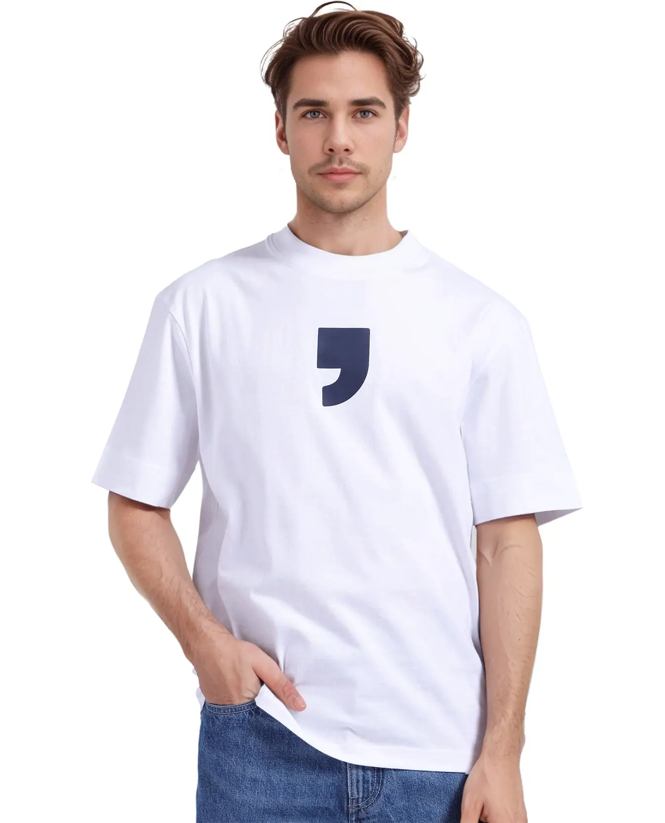 Rare Rabbit Men's Rare'Z White Cotton Graphic Print Oversized Fit Half Sleeve Crew Neck T-Shirt - Image 11