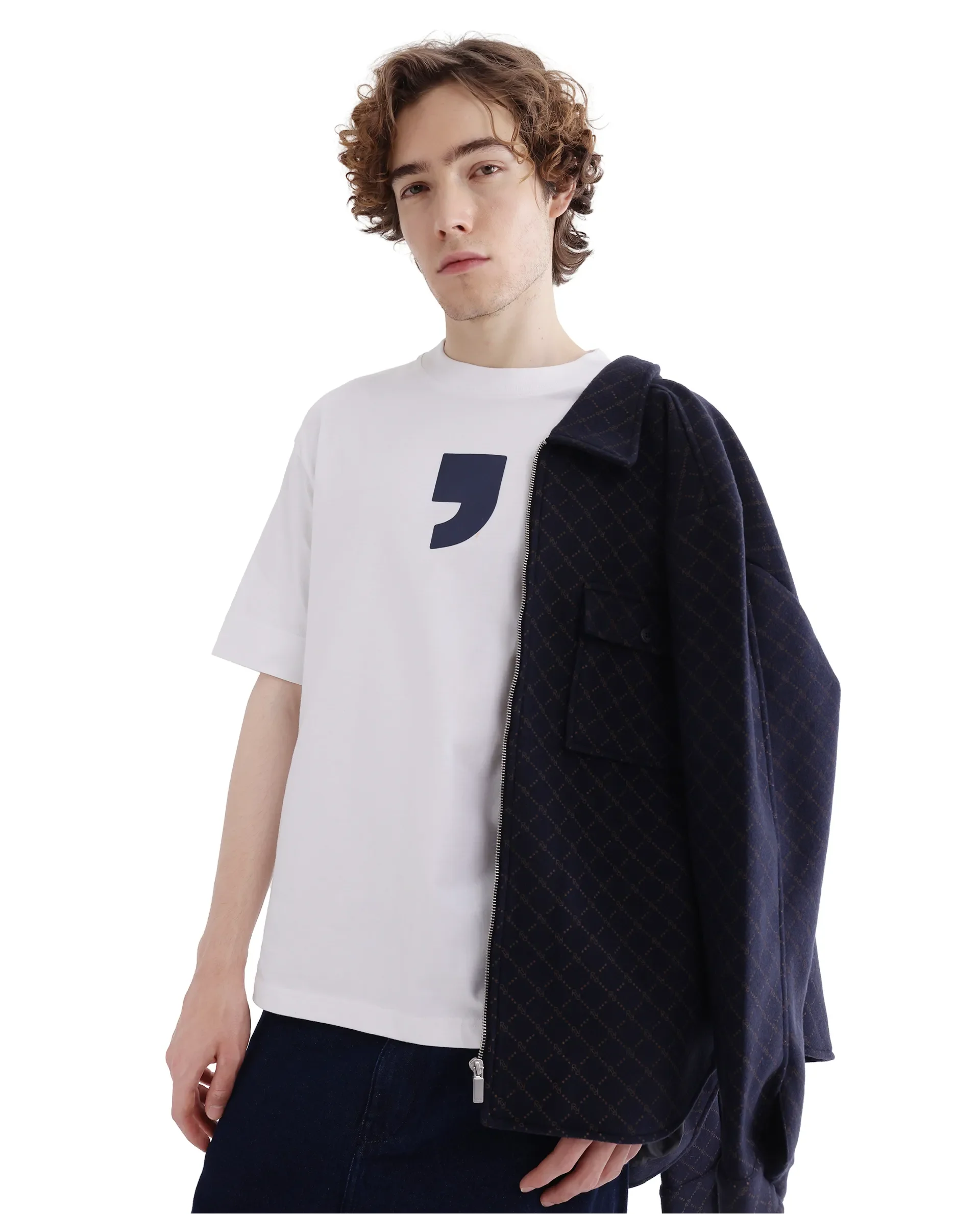 Rare Rabbit Men's Rare'Z White Cotton Graphic Print Oversized Fit Half Sleeve Crew Neck T-Shirt - Image 2