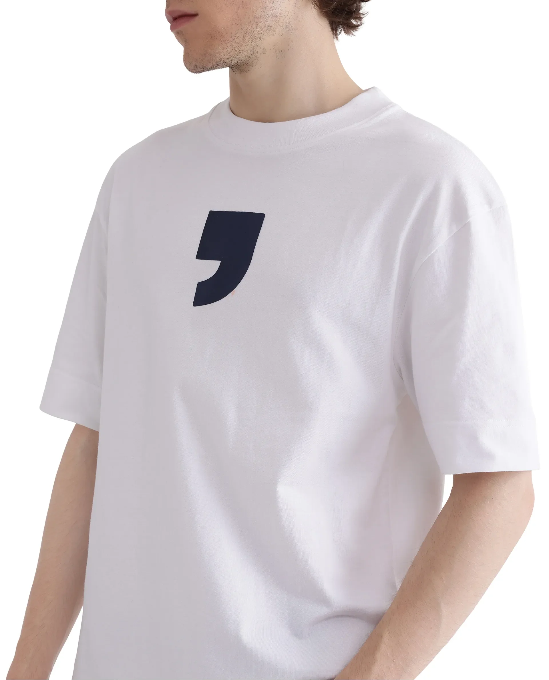 Rare Rabbit Men's Rare'Z White Cotton Graphic Print Oversized Fit Half Sleeve Crew Neck T-Shirt - Image 7