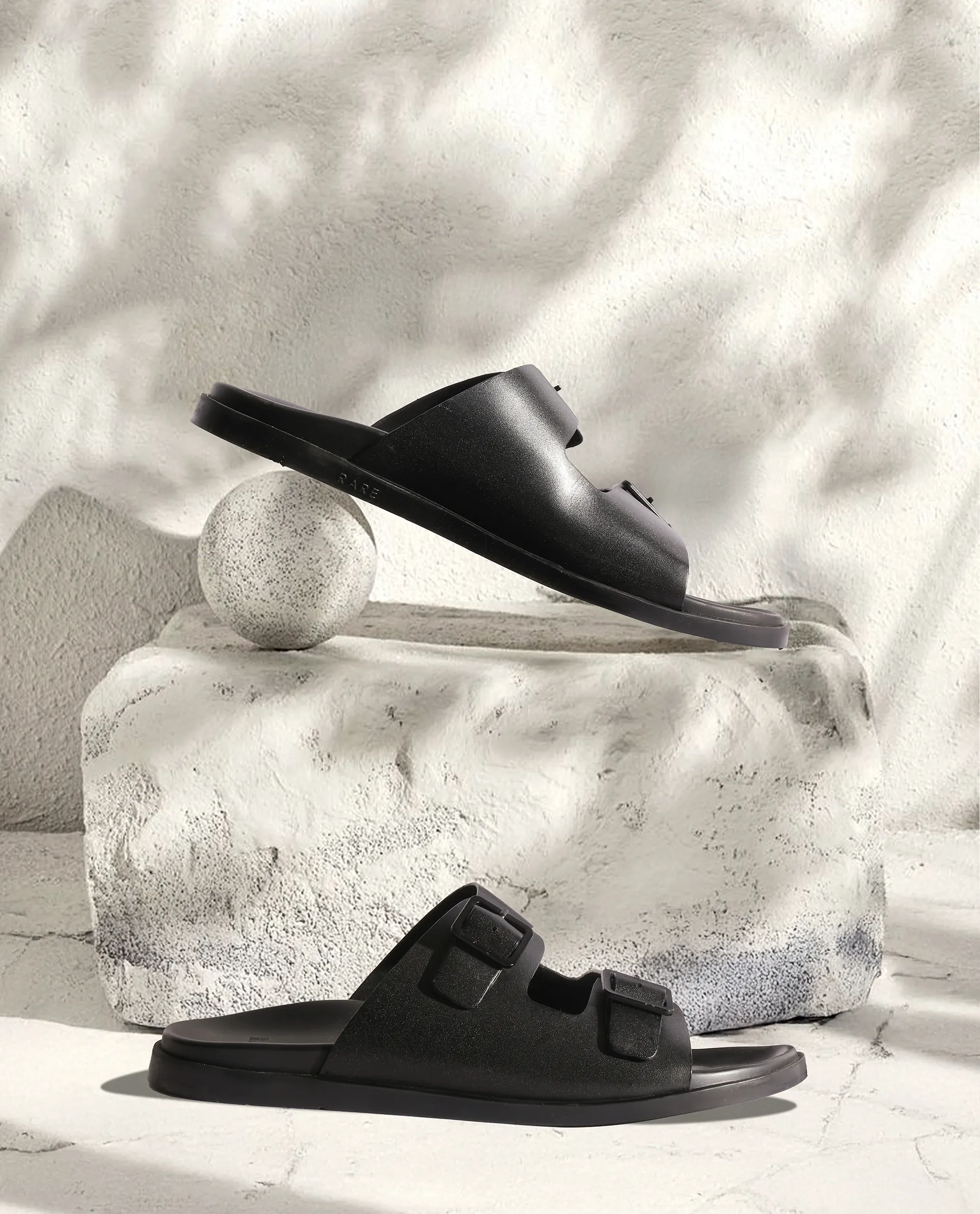 Rare Rabbit Men's Raro Black Leather Slip-On Closure Sandal - Image 2