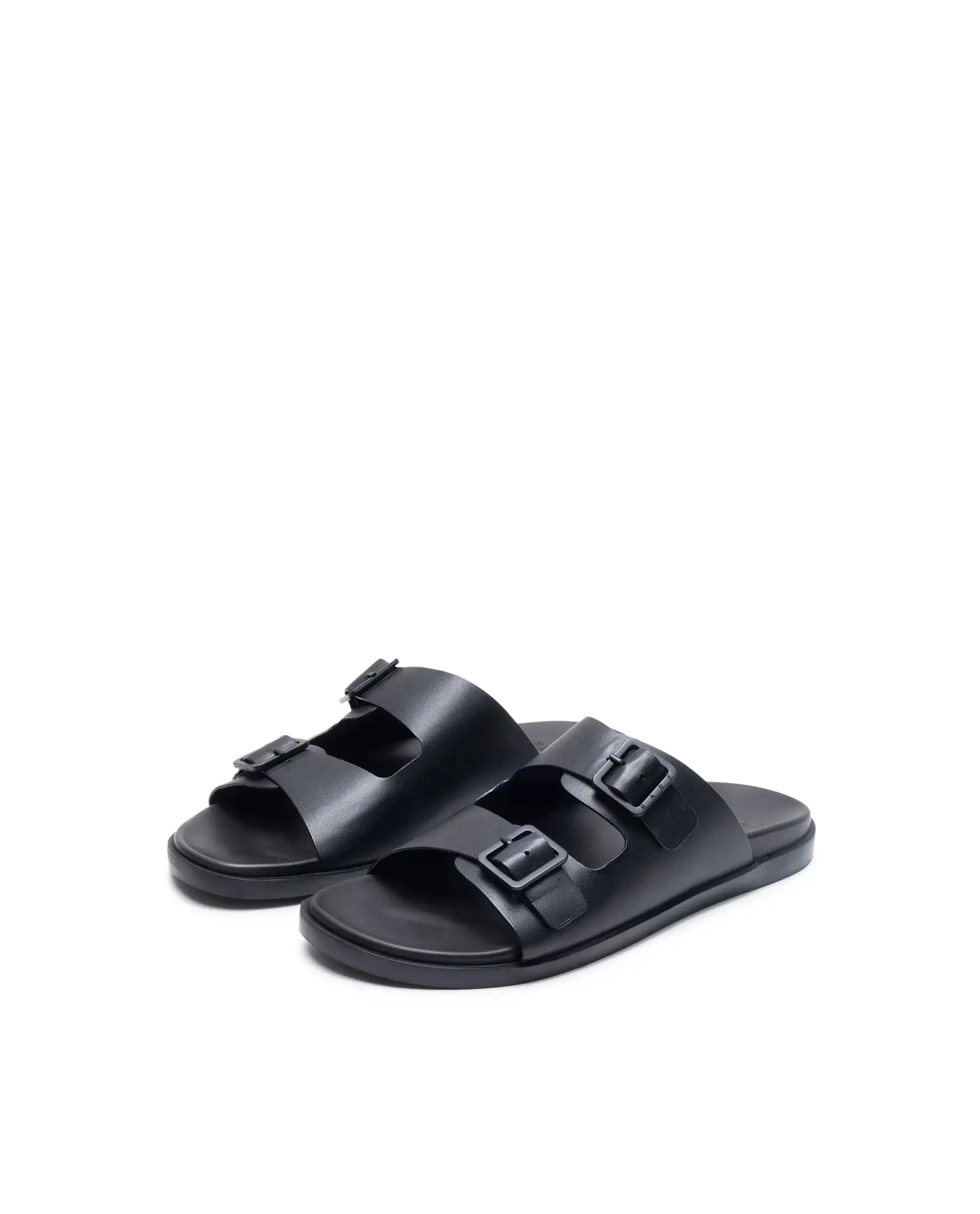 Rare Rabbit Men's Raro Black Leather Slip-On Closure Sandal - Image 3