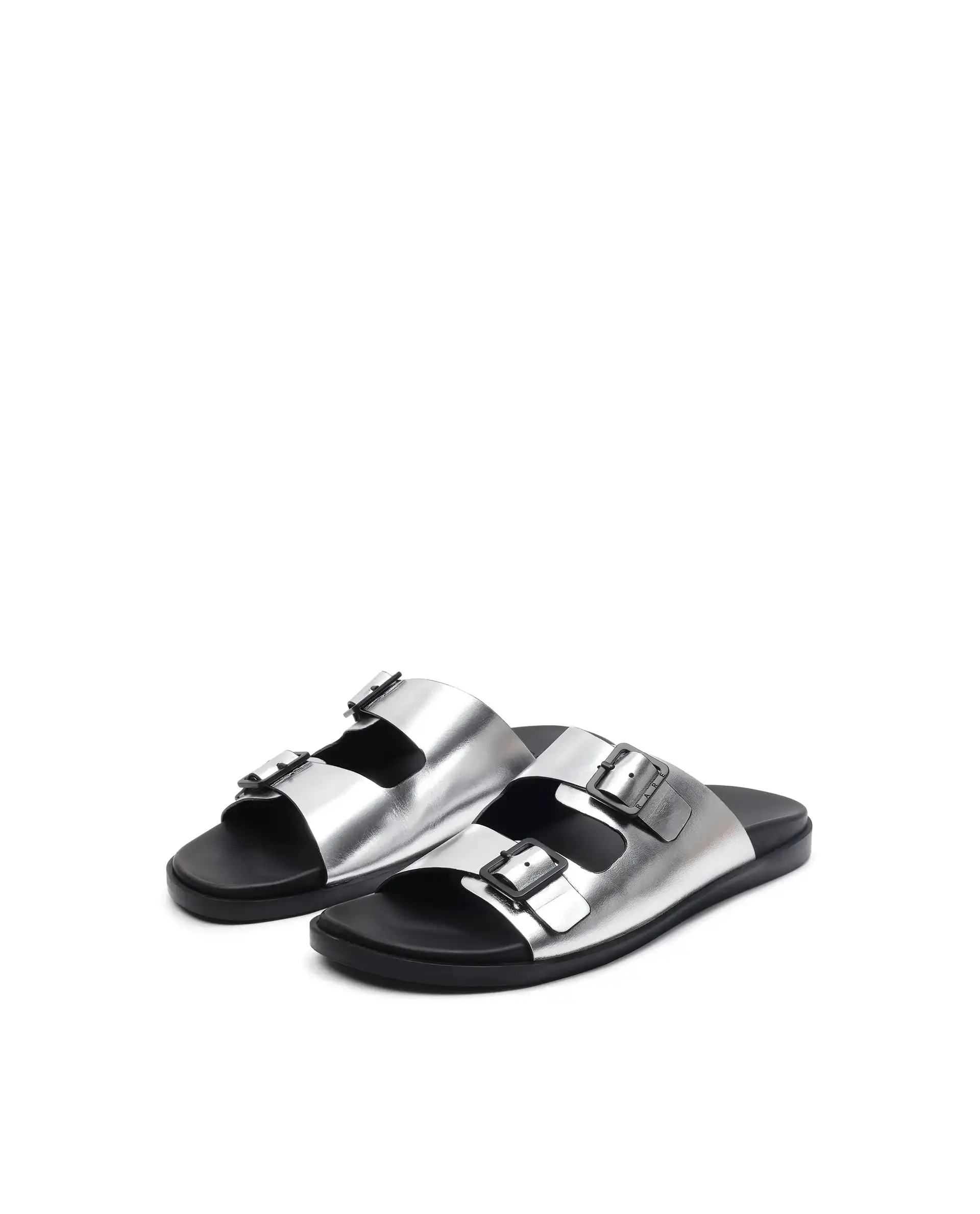 Rare Rabbit Men's Raro Silver Leather Slip-On Closure Sandal - Image 3
