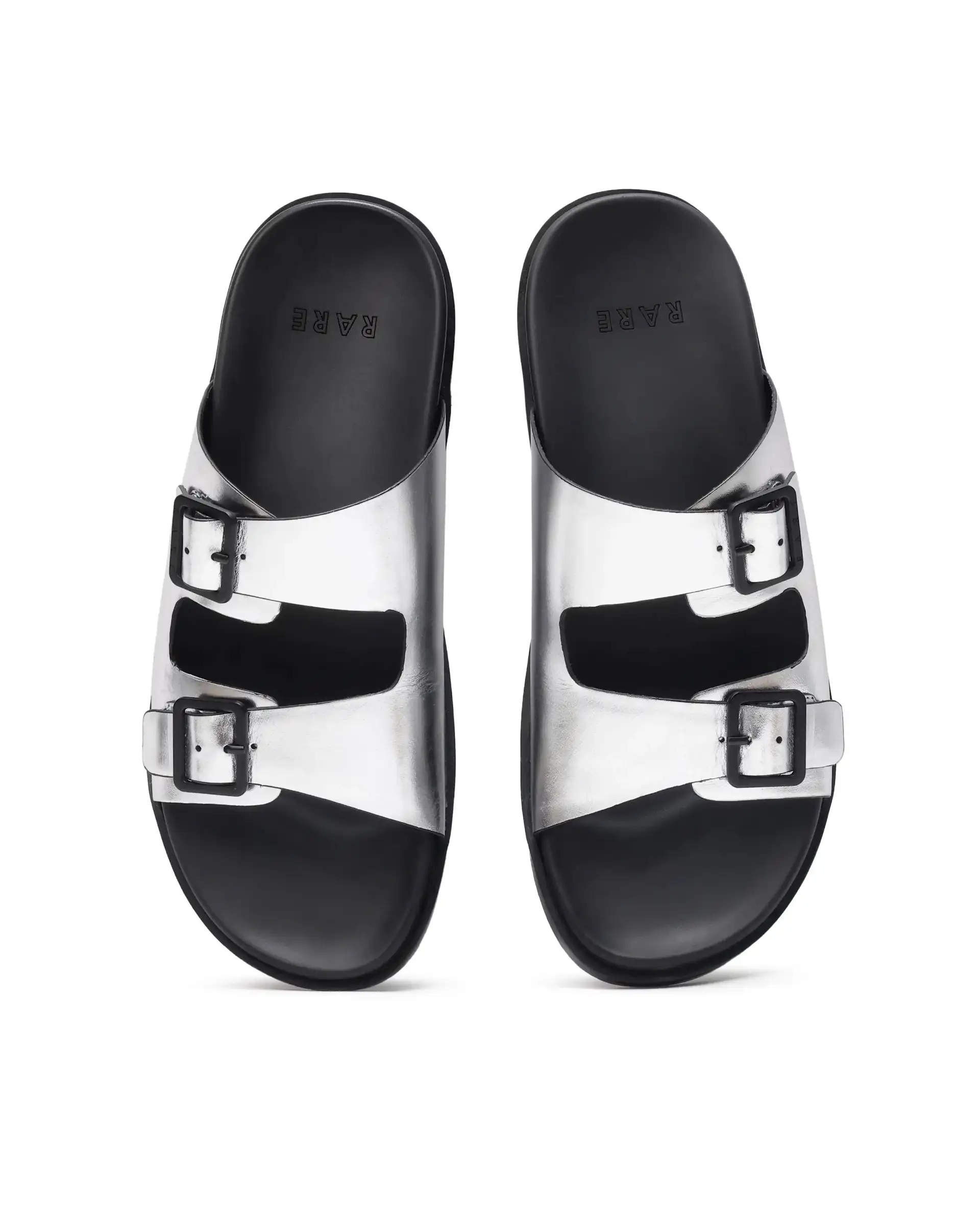 Rare Rabbit Men's Raro Silver Leather Slip-On Closure Sandal - Image 4