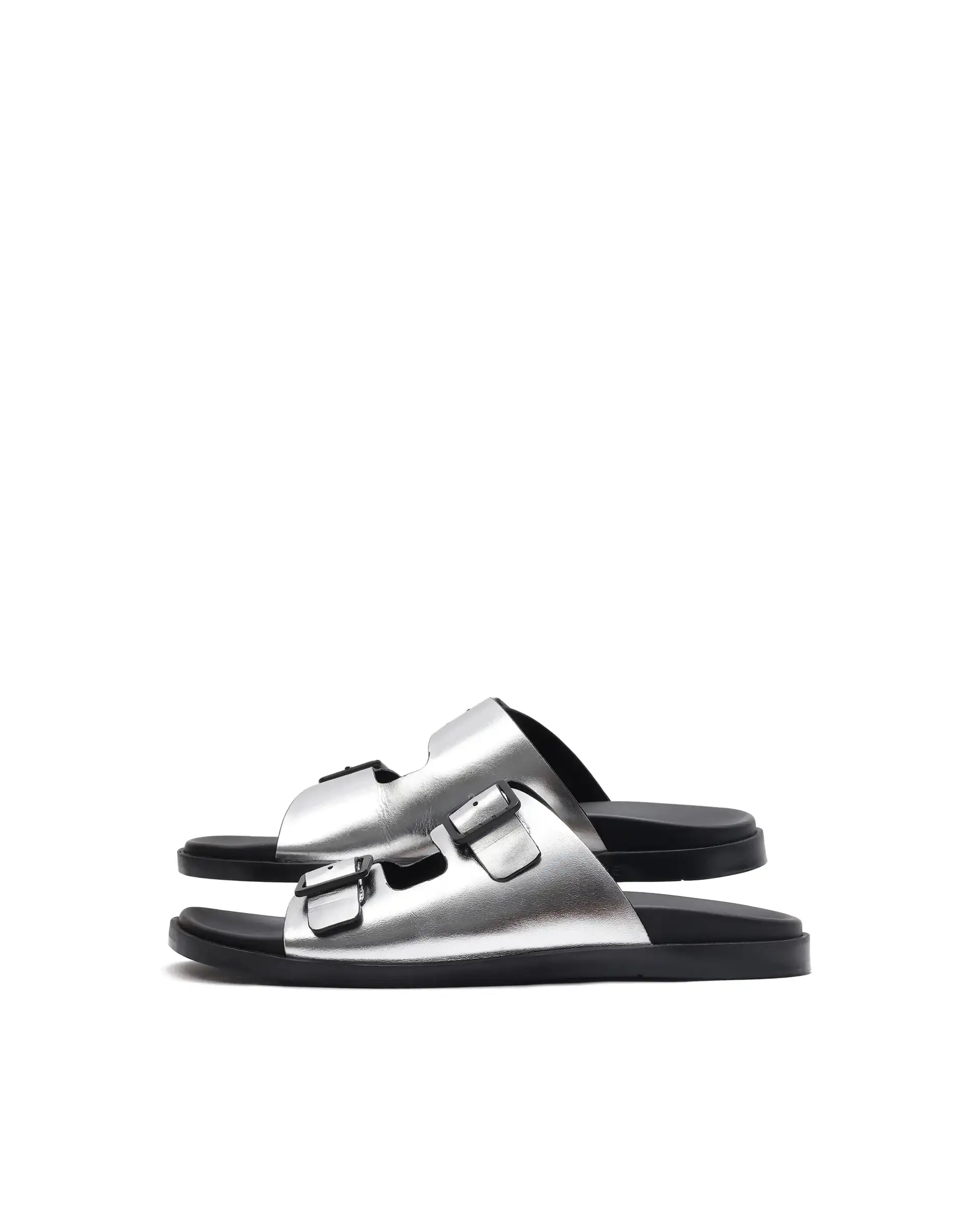 Rare Rabbit Men's Raro Silver Leather Slip-On Closure Sandal - Image 6