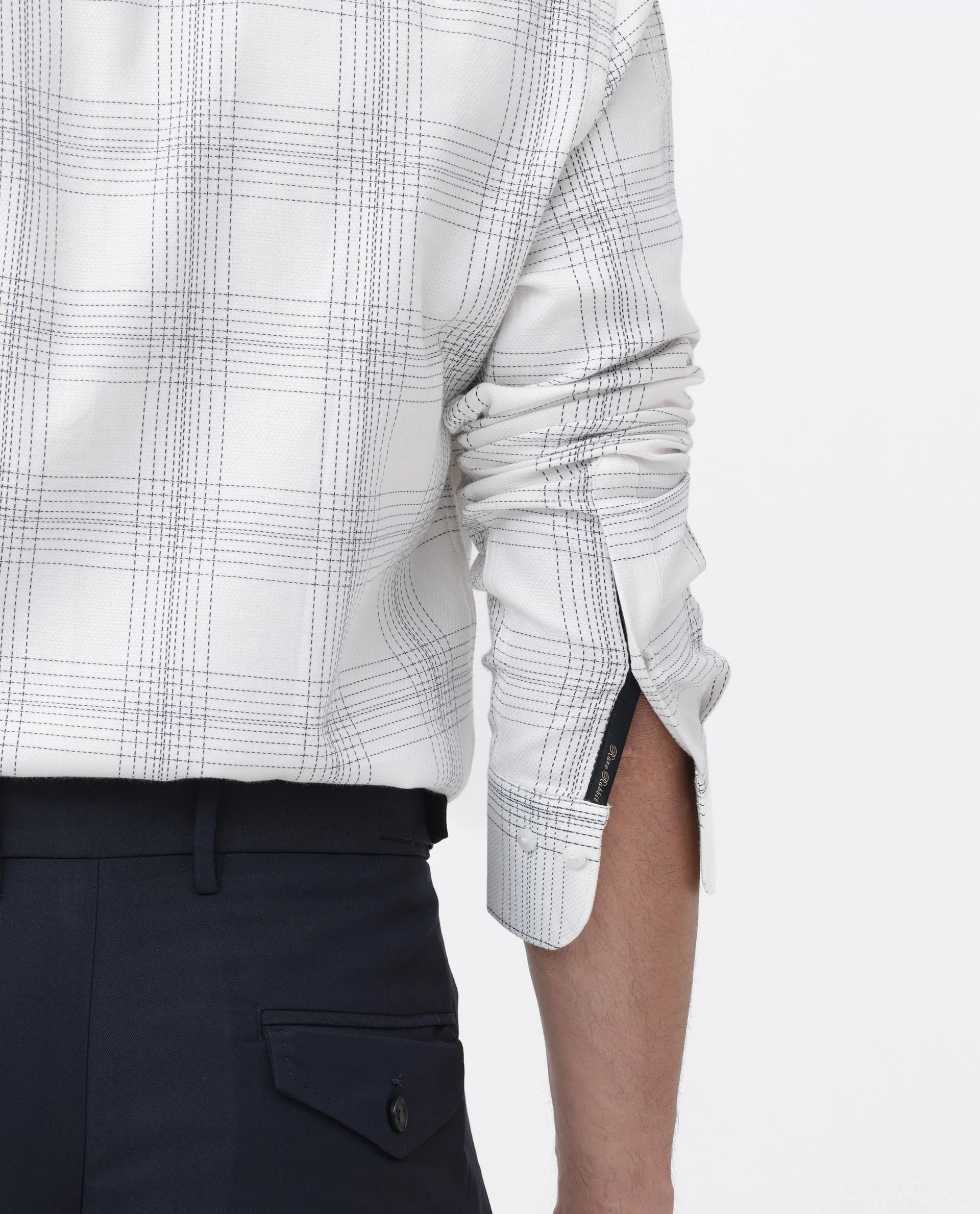 Rare Rabbit Men's Raul White Cotton Checked Print Regular Fit Full Sleeve Collared Shirt - Image 4