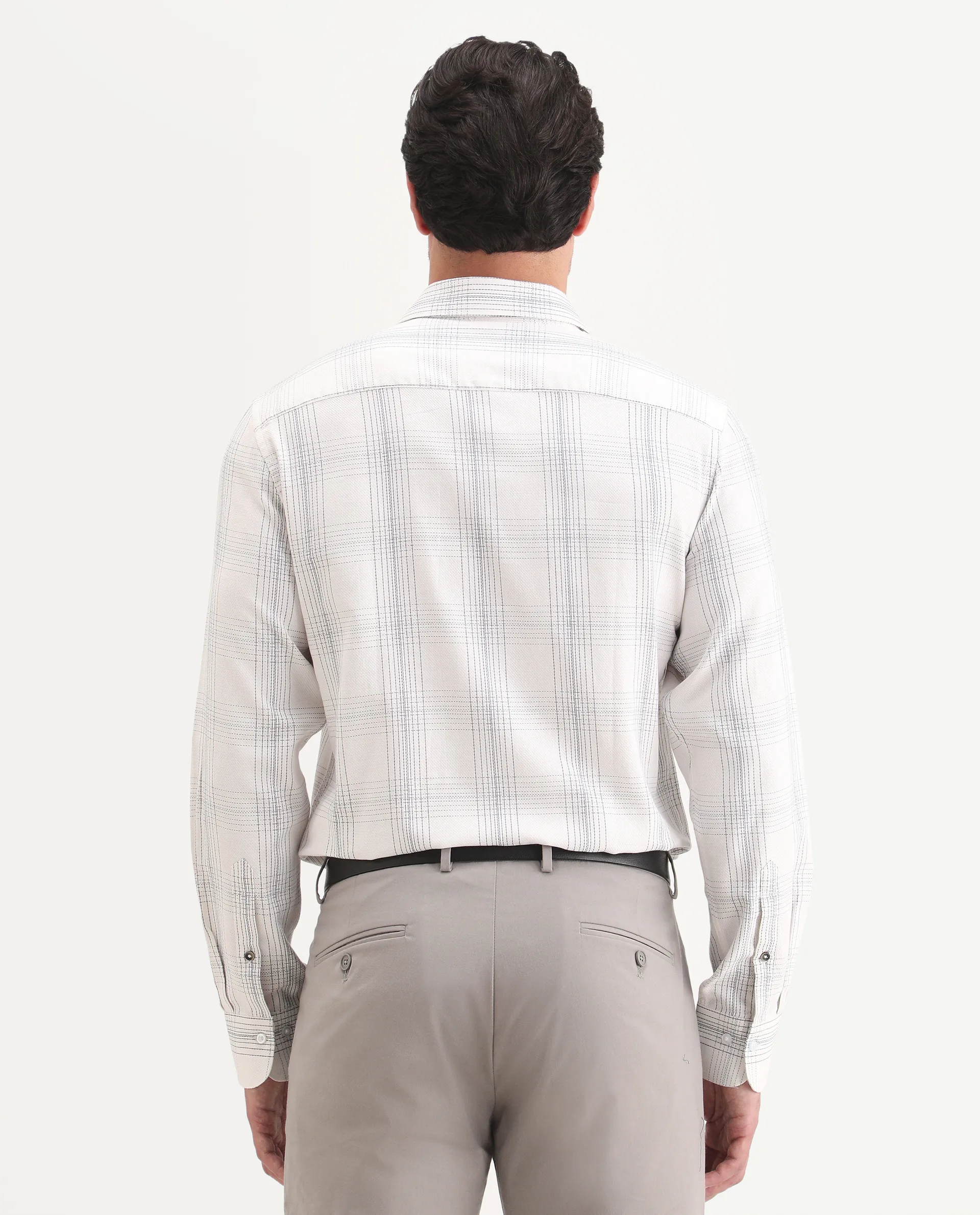 Rare Rabbit Men's Raul-S26 White Cotton Full Sleeve Spread Collar Regular Fit Checked Shirt - Image 8