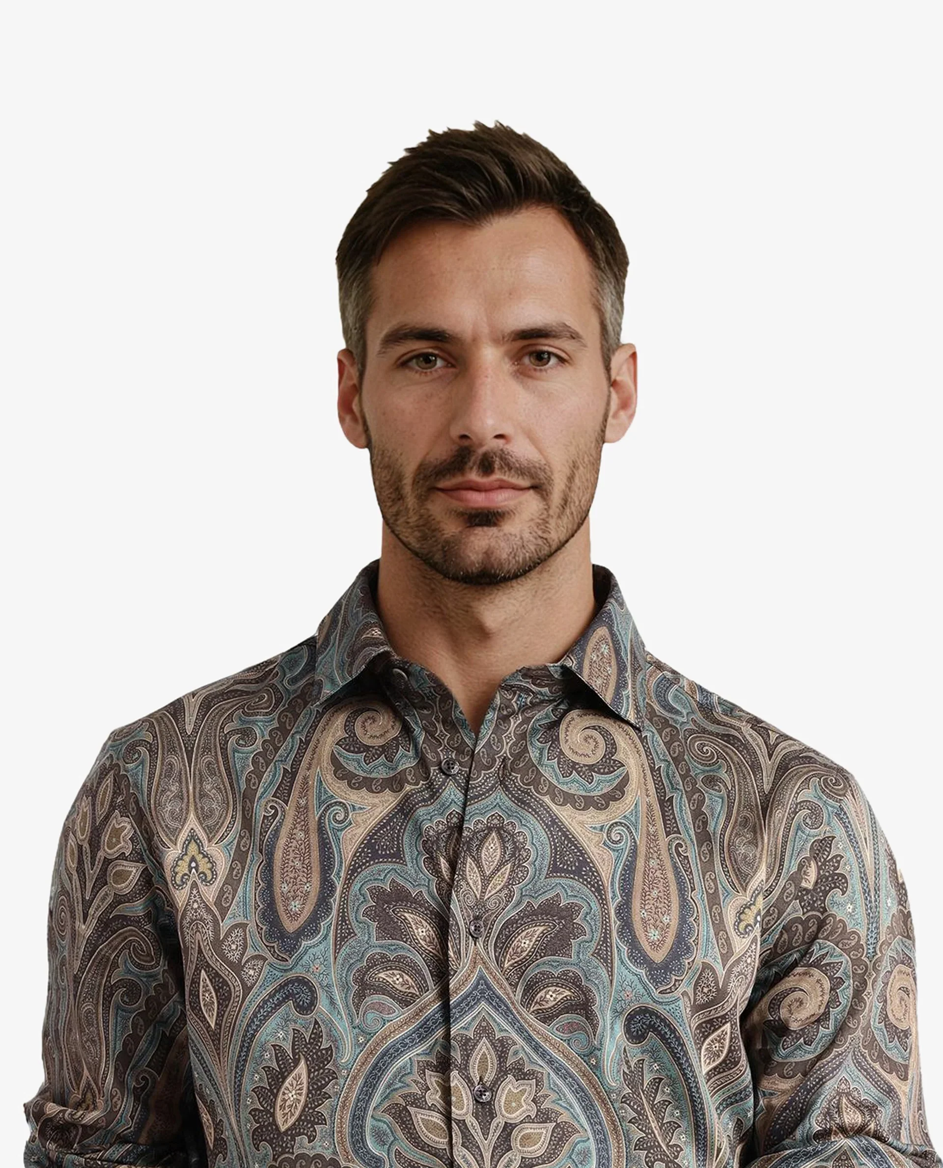 Rare Rabbit Men's Rave Green Paisley Print Regular Fit Full Sleeve Collared Shirt - Image 2