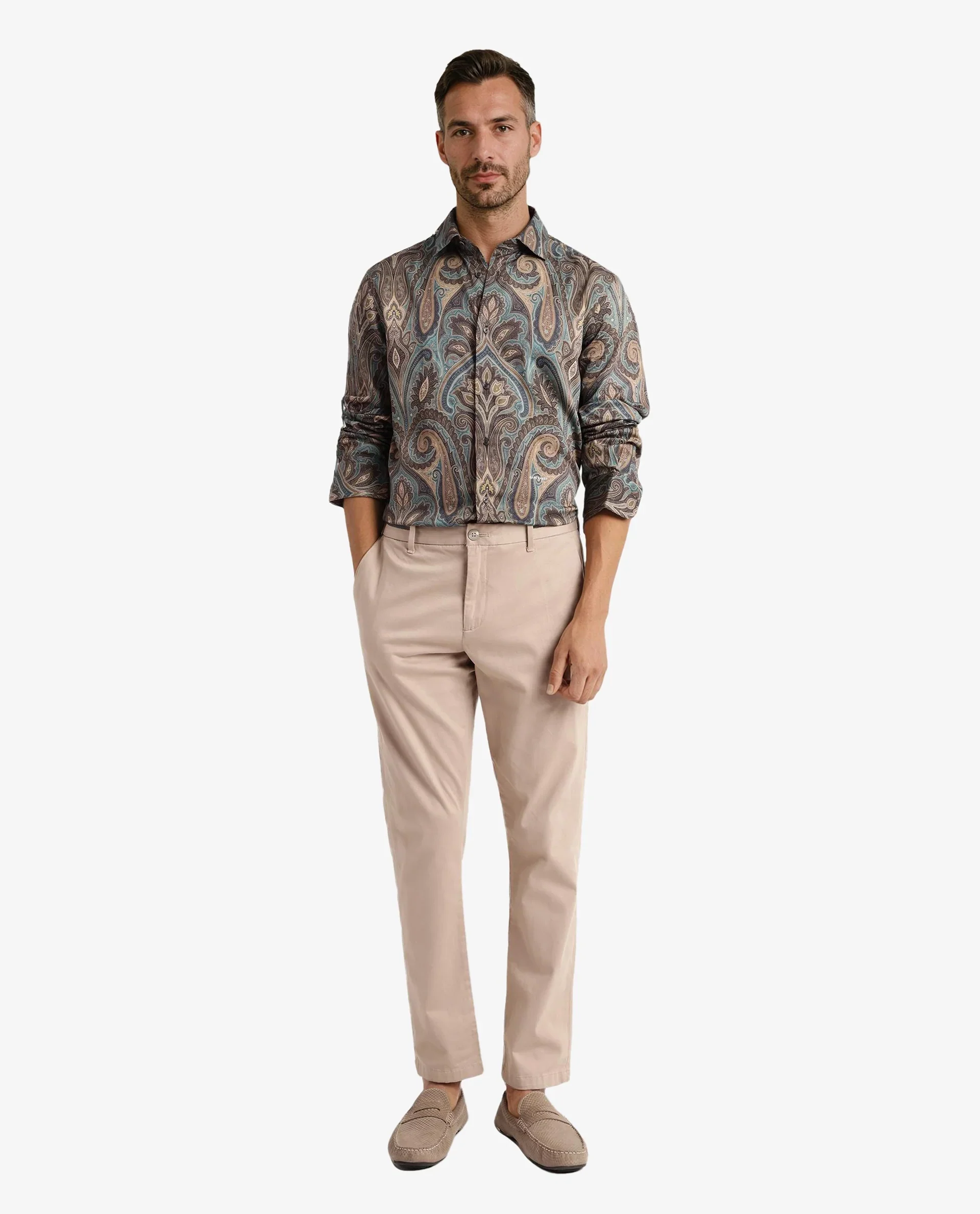 Rare Rabbit Men's Rave Green Paisley Print Regular Fit Full Sleeve Collared Shirt - Image 3