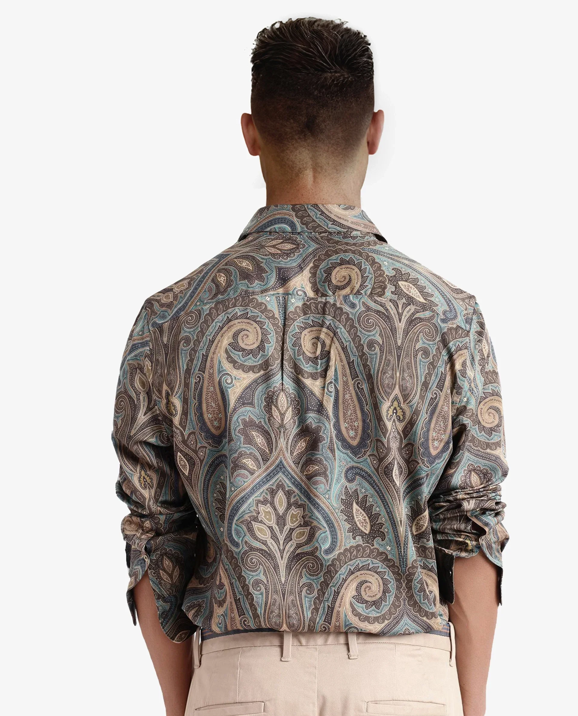Rare Rabbit Men's Rave Green Paisley Print Regular Fit Full Sleeve Collared Shirt - Image 4
