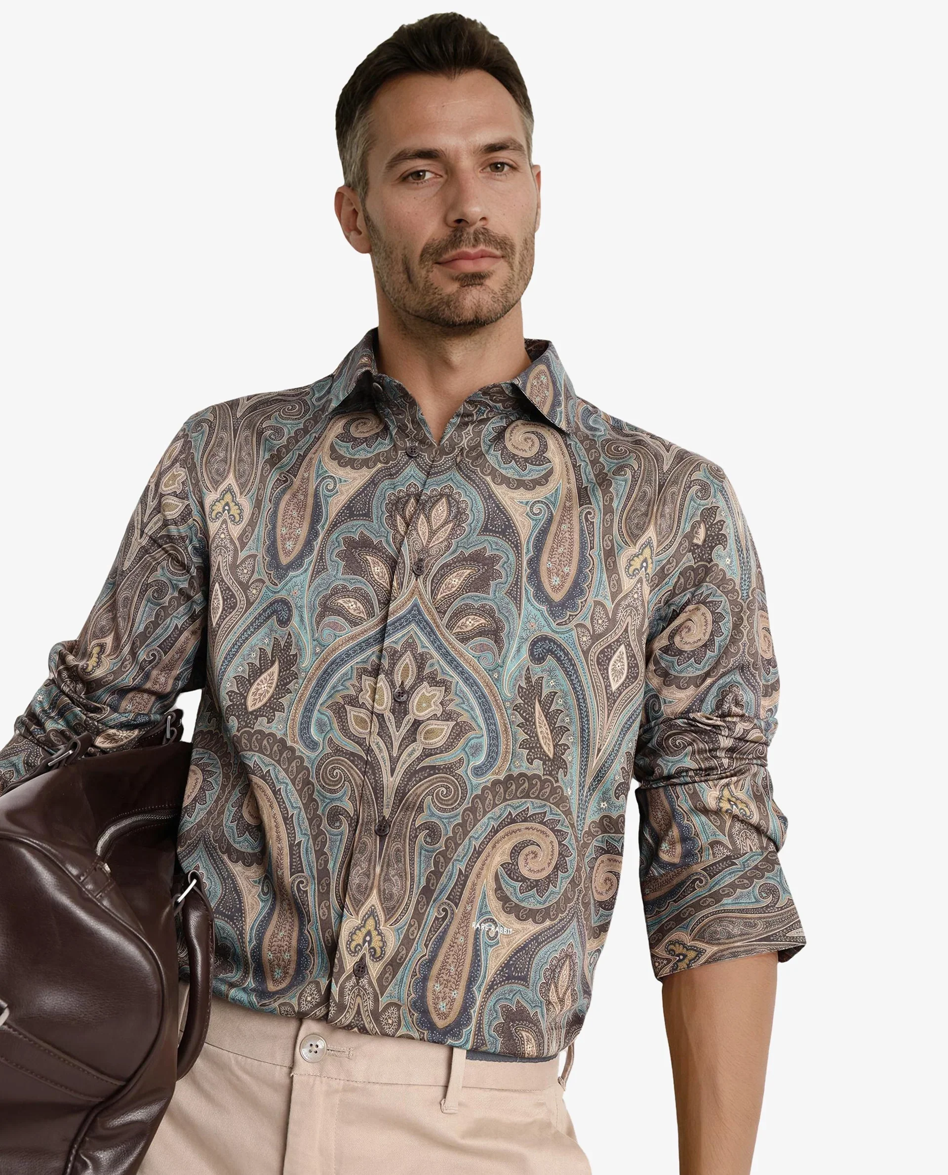 Rare Rabbit Men's Rave Green Paisley Print Regular Fit Full Sleeve Collared Shirt - Image 6
