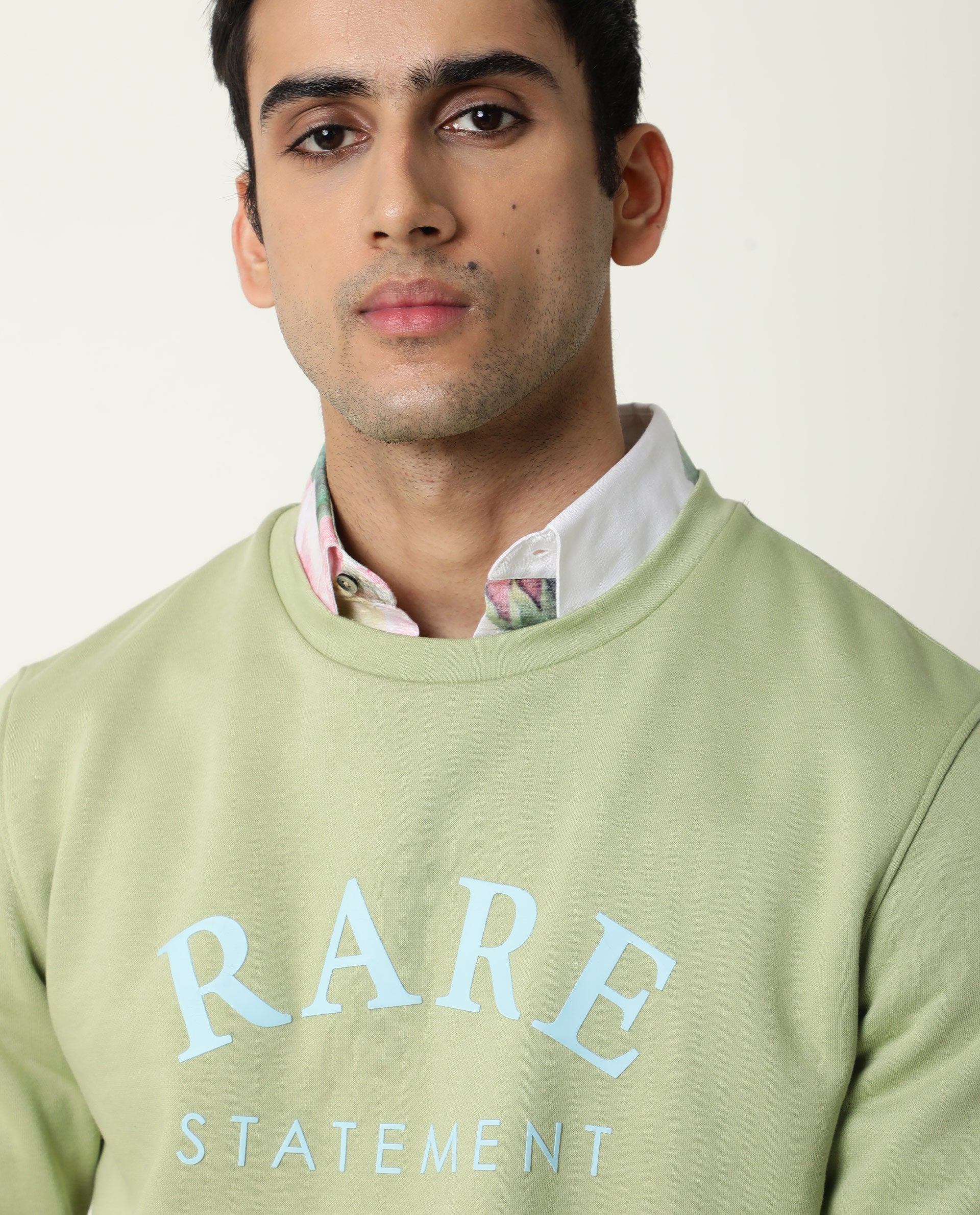 Rare Rabbit Men's Raven Green Cotton Graphic Print Relaxed Fit Full Sleeve Crew Neck Sweatshirt - Image 2