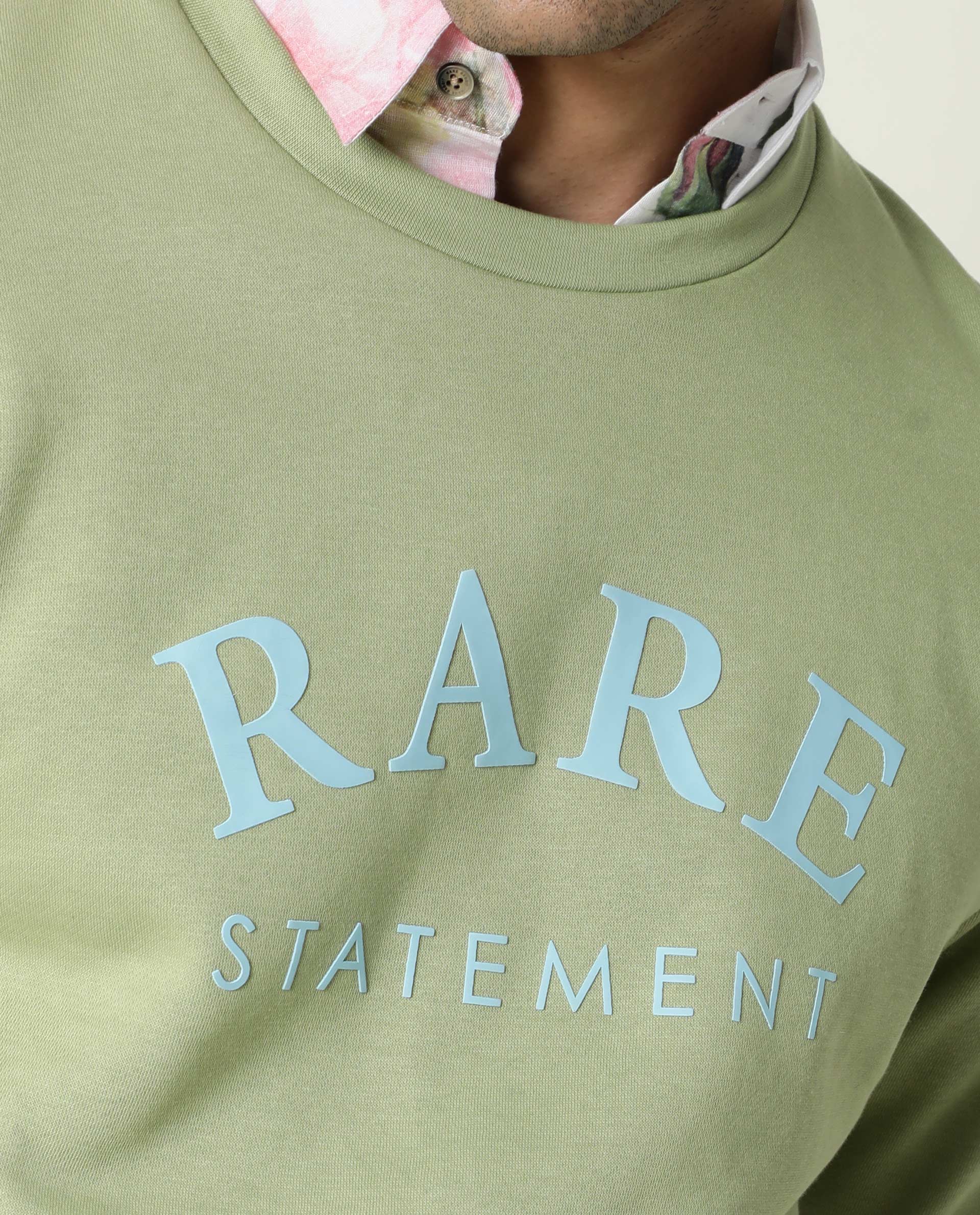 Rare Rabbit Men's Raven Green Cotton Graphic Print Relaxed Fit Full Sleeve Crew Neck Sweatshirt - Image 7