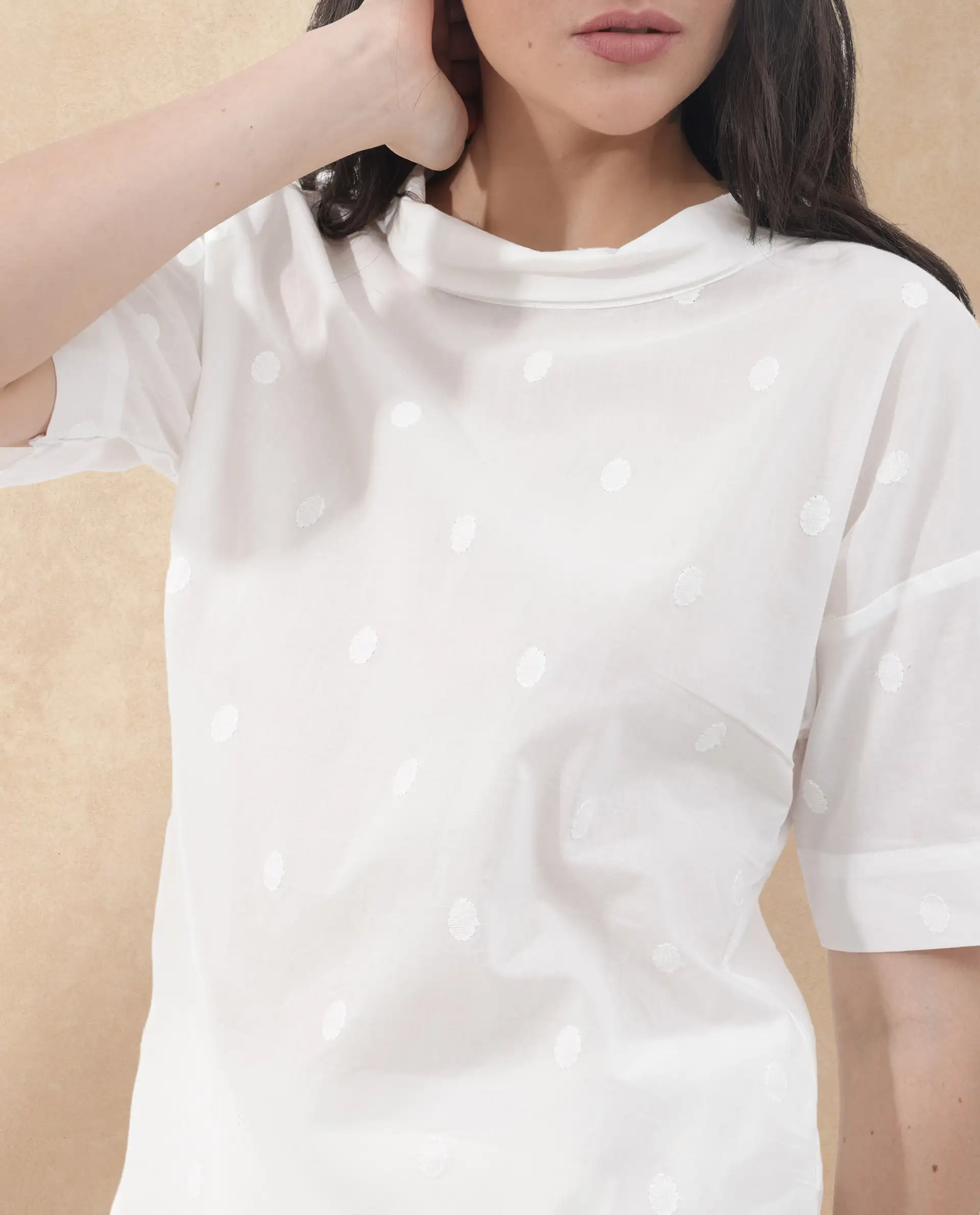 Rareism Women's Raviolt White Cotton Spread Collar Plain Regular Fit Top - Image 2